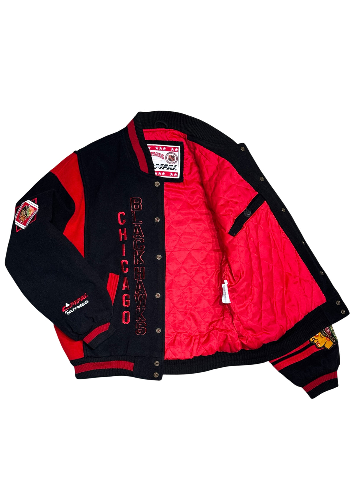 (SUP-880) NHL CHICAGO BLACKHAWKS MELTON STADIUM JACKET - M