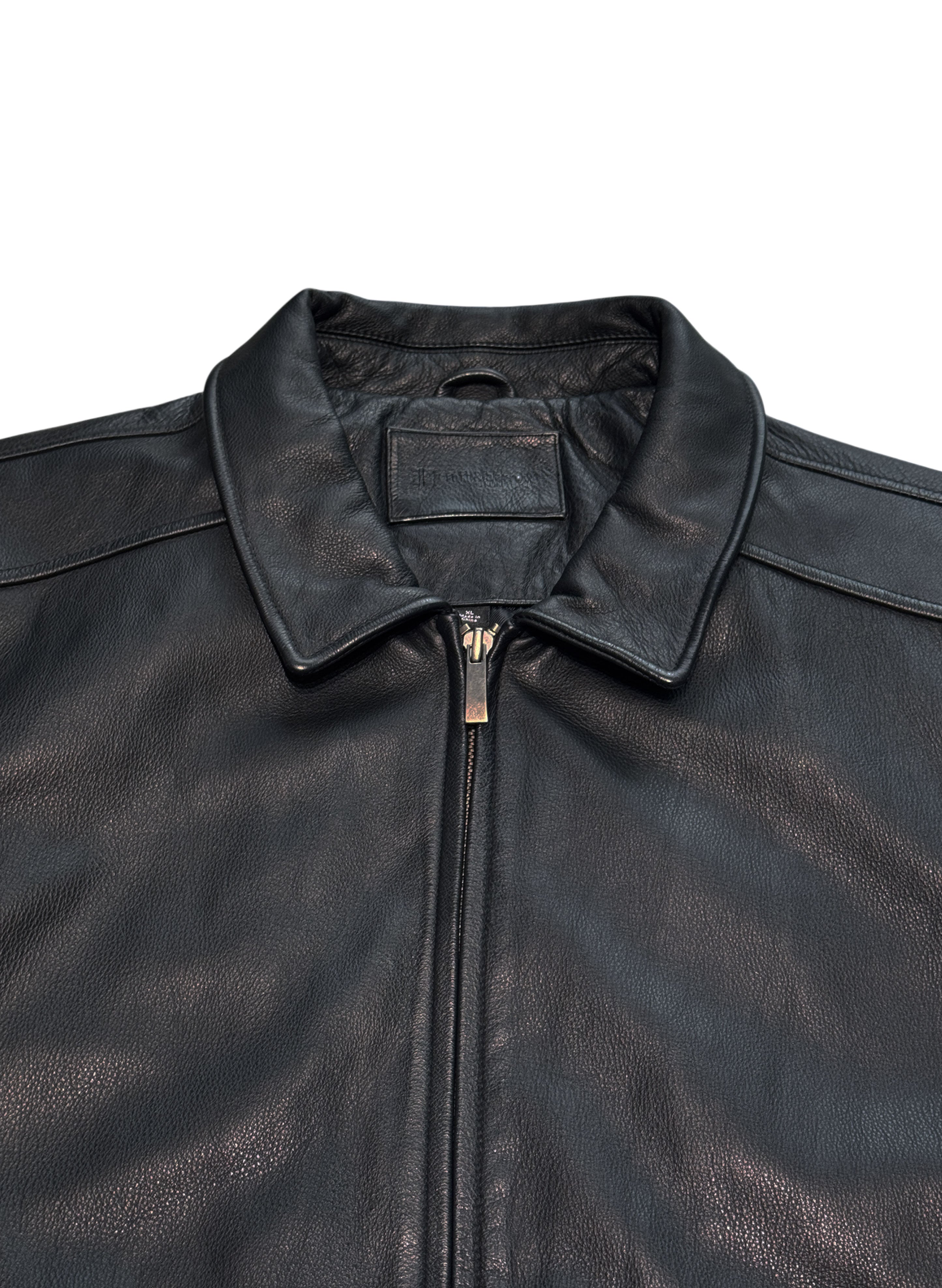 SUP-524) Croft & Barrow LEATHER ZIP UP JACKET – WOODBLOCK