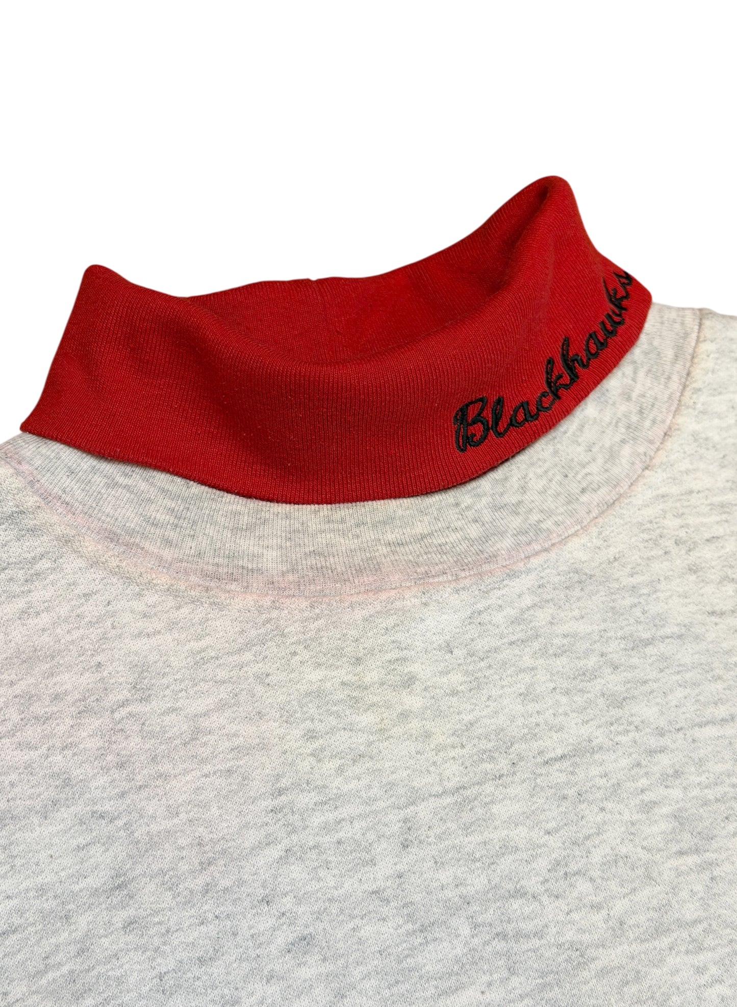 (UD-280) MAJESTIC BLACK HAWKS TURTLE NECK SWEAT MADE IN USA