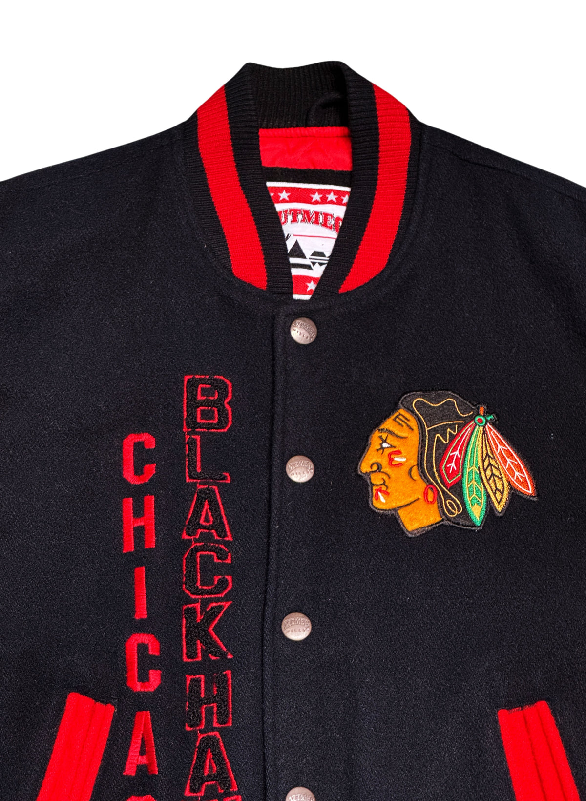 (SUP-880) NHL CHICAGO BLACKHAWKS MELTON STADIUM JACKET - M