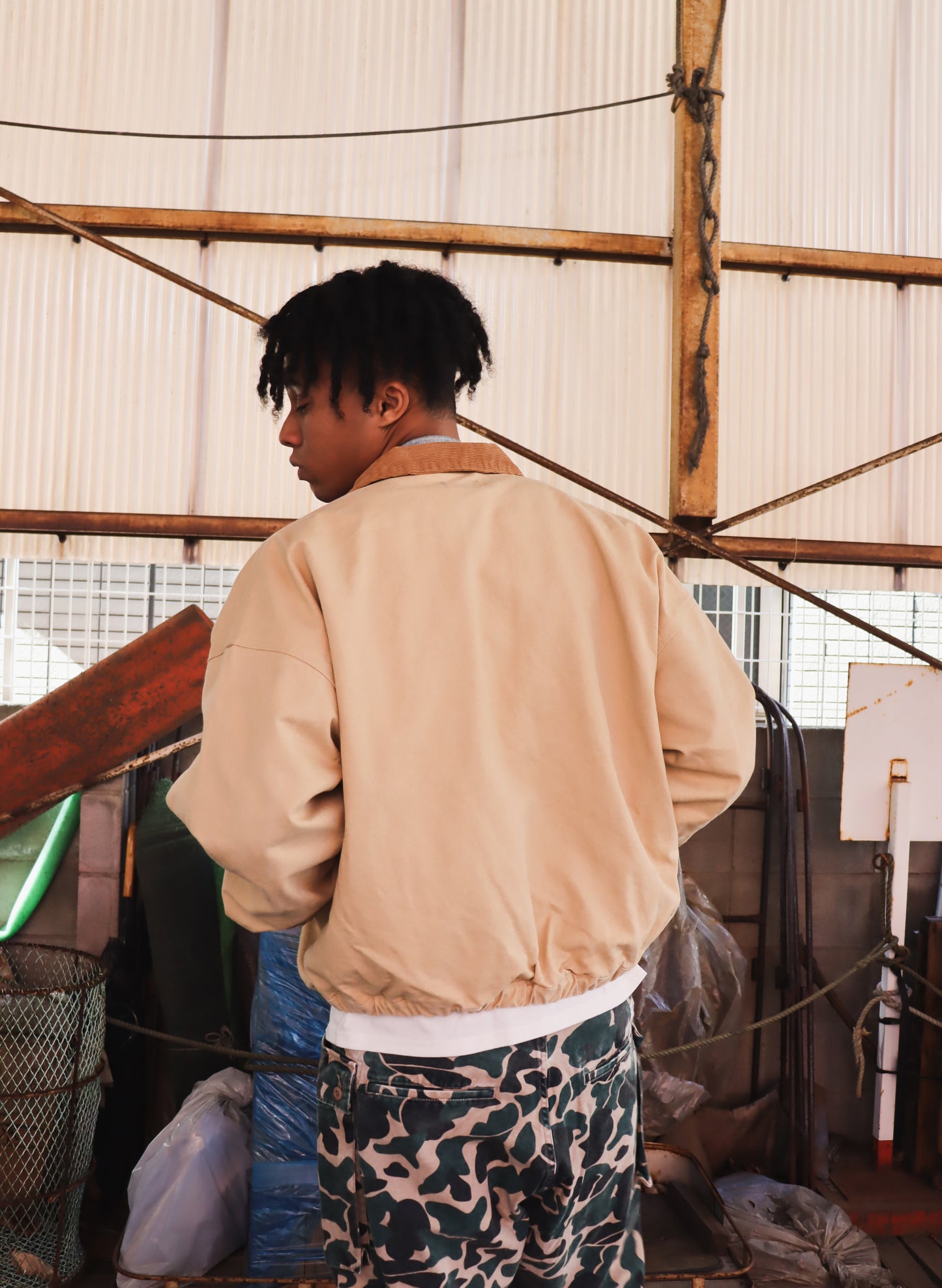 WOODBLOCK WIDE SLEEVE DUCK JACKET BEIGE (WB-26SS-003)