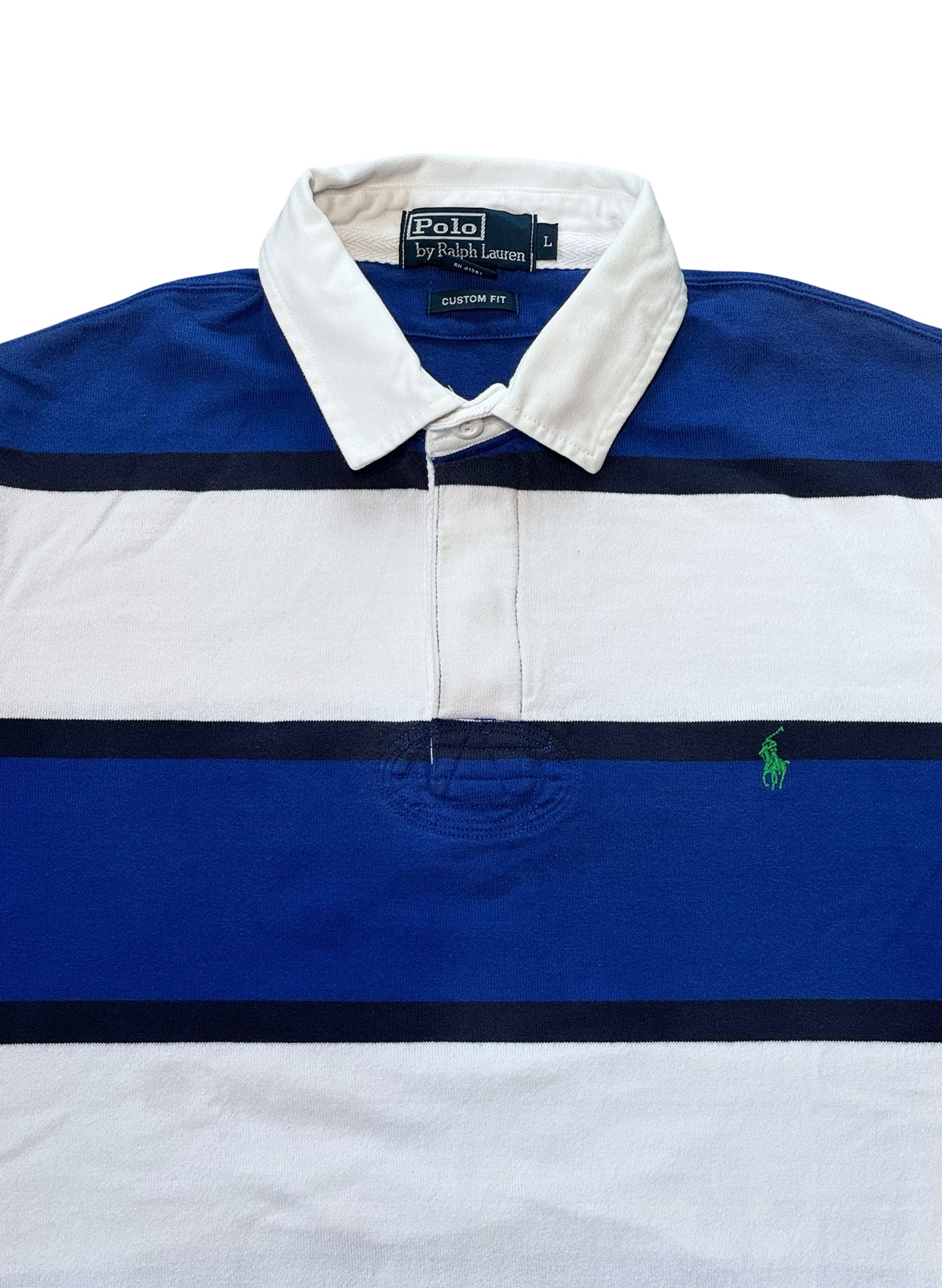 (SUP-703) Polo Ralph Lauren RUGBY SHIRT - WHITE/BLUE/NAVY