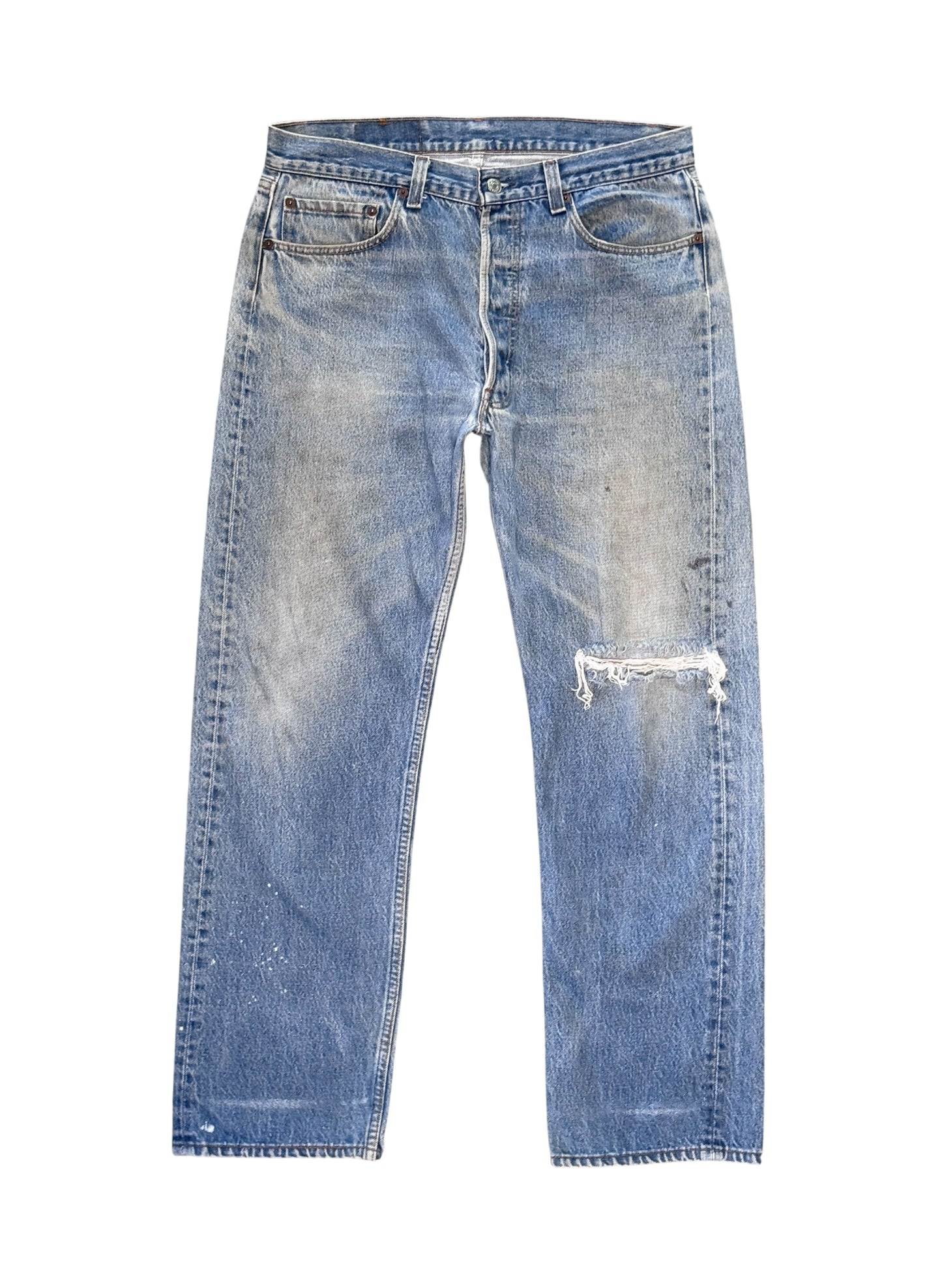 (SUP-642) 80s LEVI'S 501 "DAMAGE" DENIM - MADE IN U.S.A.