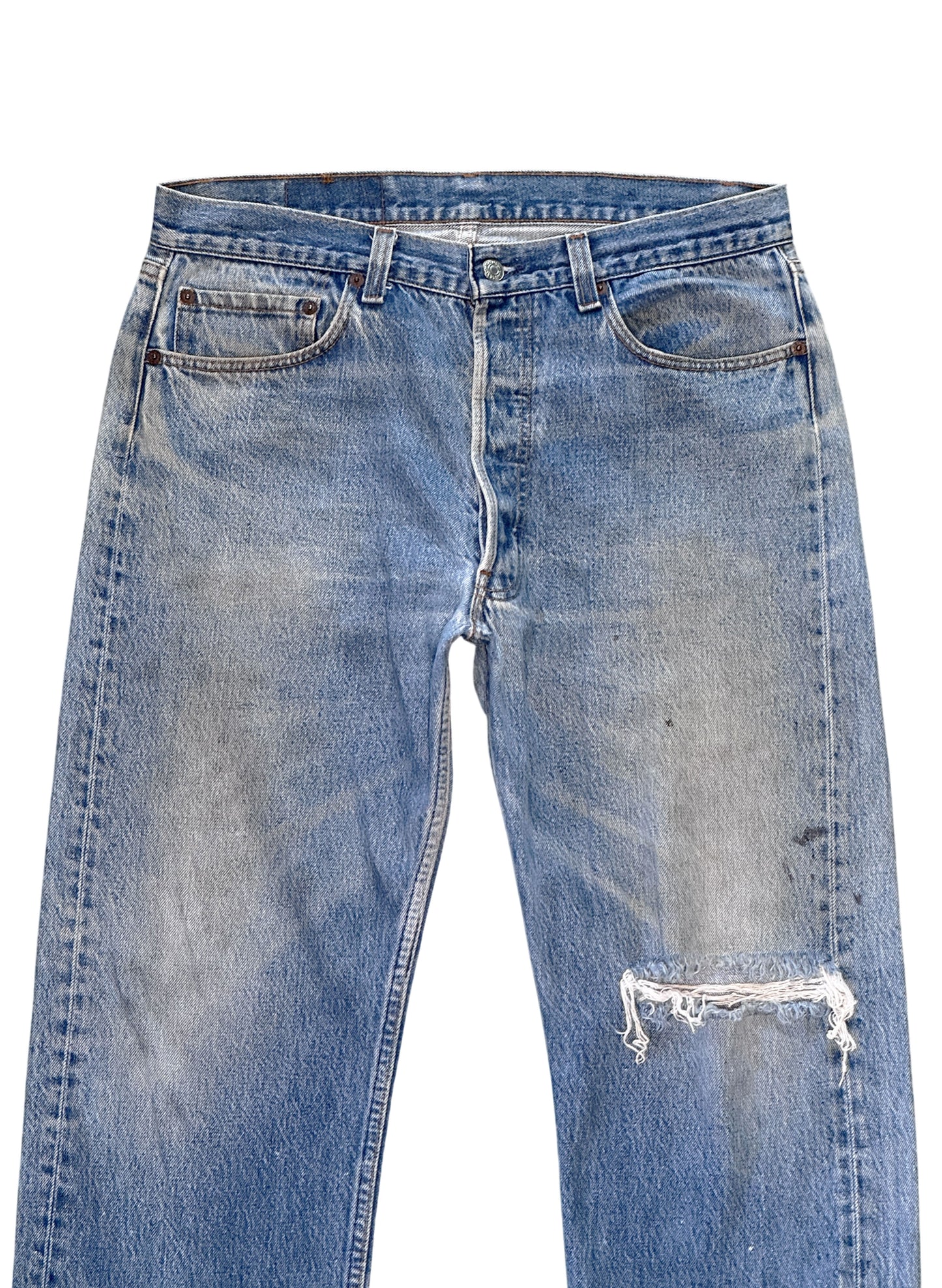 (SUP-642) 80s LEVI'S 501 "DAMAGE" DENIM - MADE IN U.S.A.
