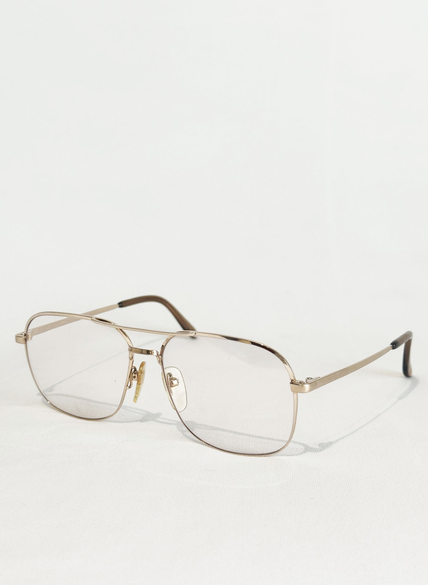 (SUP-537) 90s VINTAGE TWO BRIDGE GOLD FRAME GLASSES - Nikon