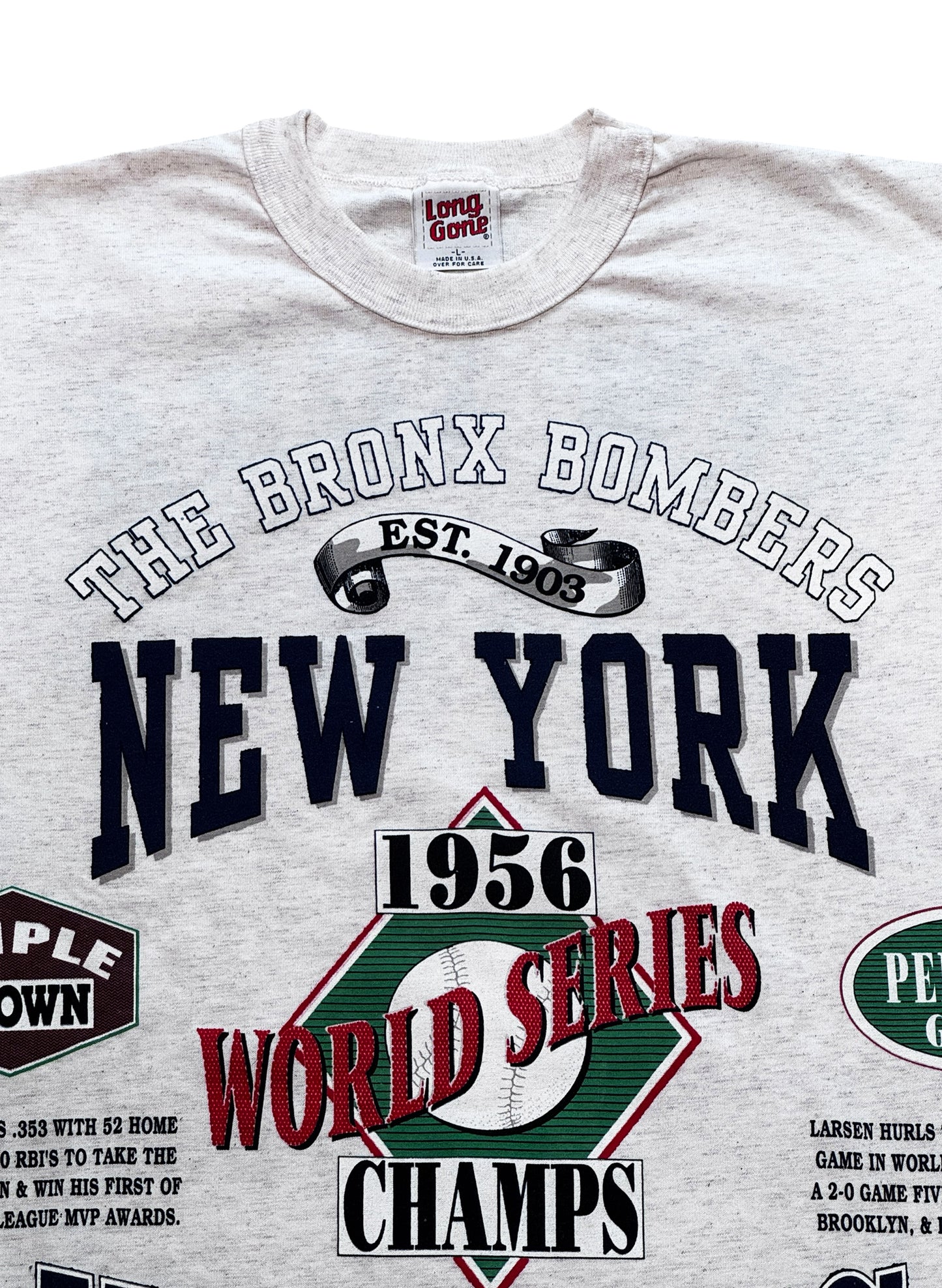 (SUP-759) DEADSTOCK MLB 1956 NEW YORK YANKEES 3/4 SLEEVE TEE - MADE IN U.S.A.