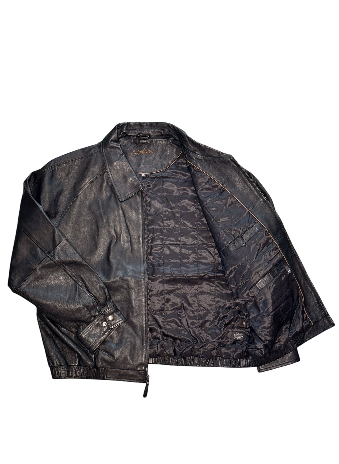 (SUP-525) St.JOHN'S BAY RAGLAN SLEEVE LEATHER ZIP UP JACKET