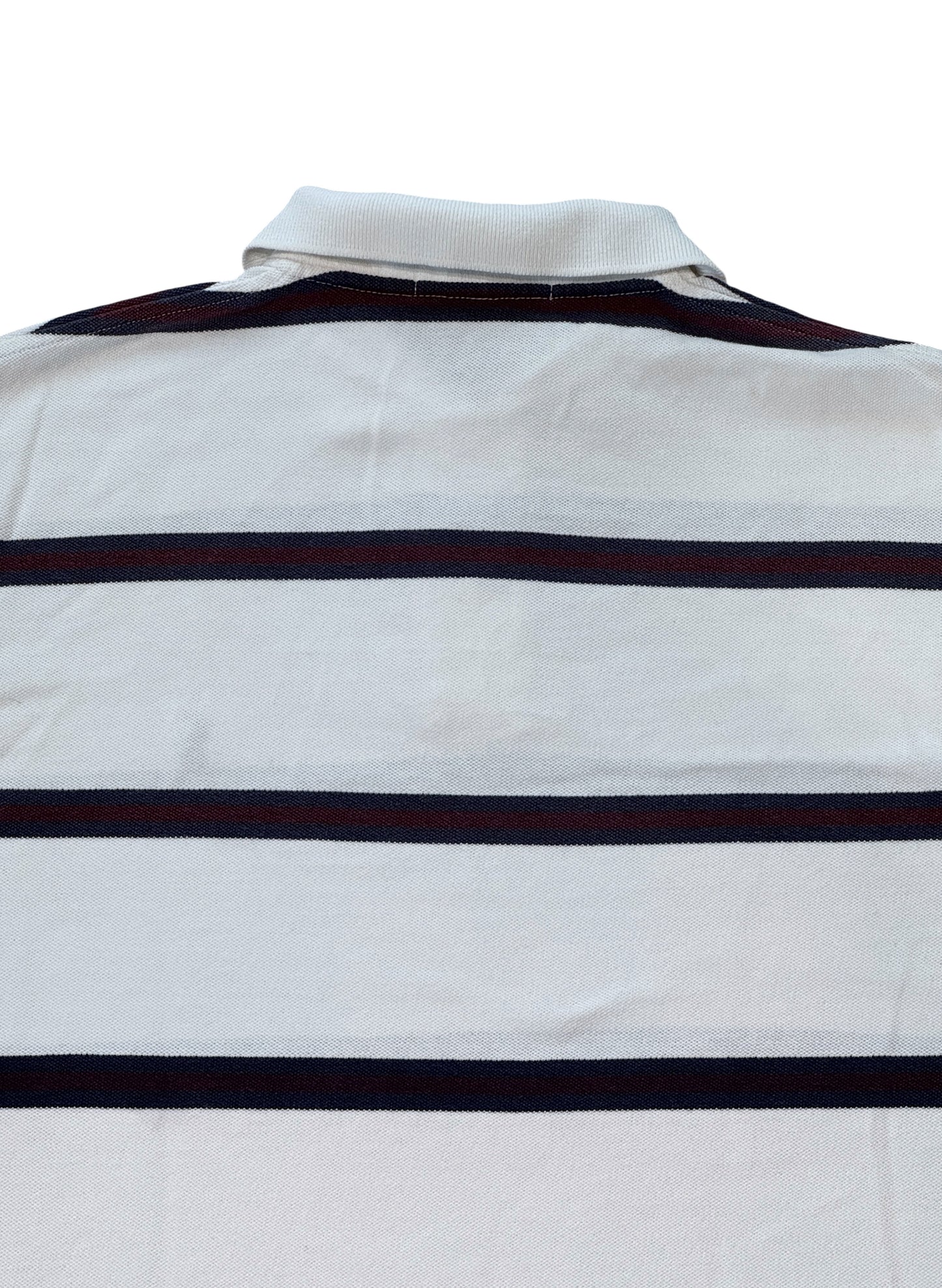 (SUP-700) Polo Ralph Lauren BORDER POLO SHIRT - WHITE/BURGUNDY/NAVY