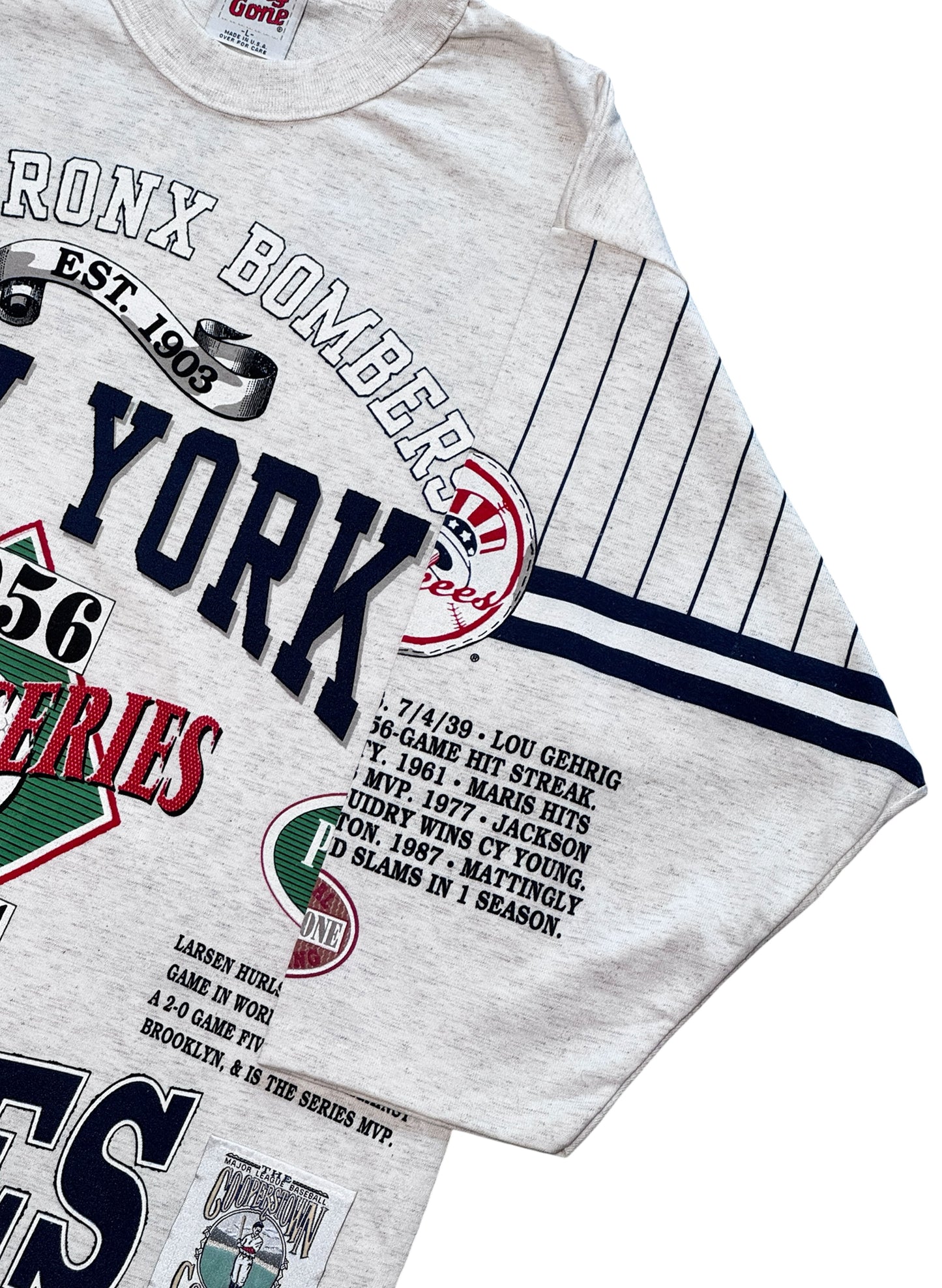 (SUP-759) DEADSTOCK MLB 1956 NEW YORK YANKEES 3/4 SLEEVE TEE - MADE IN U.S.A.
