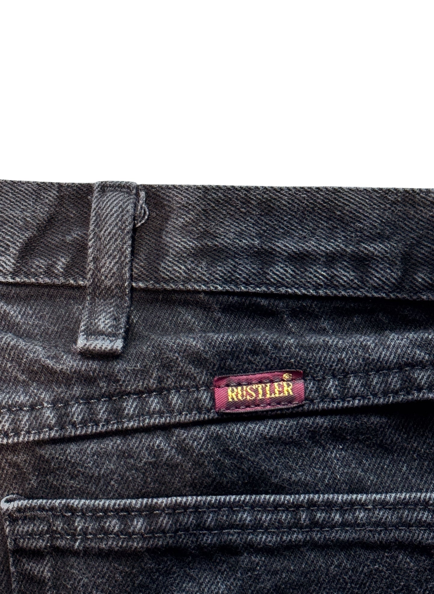 (SUP-462) RUSTLER BLACK DENIM - W38 x L30 - MADE IN MEXICO