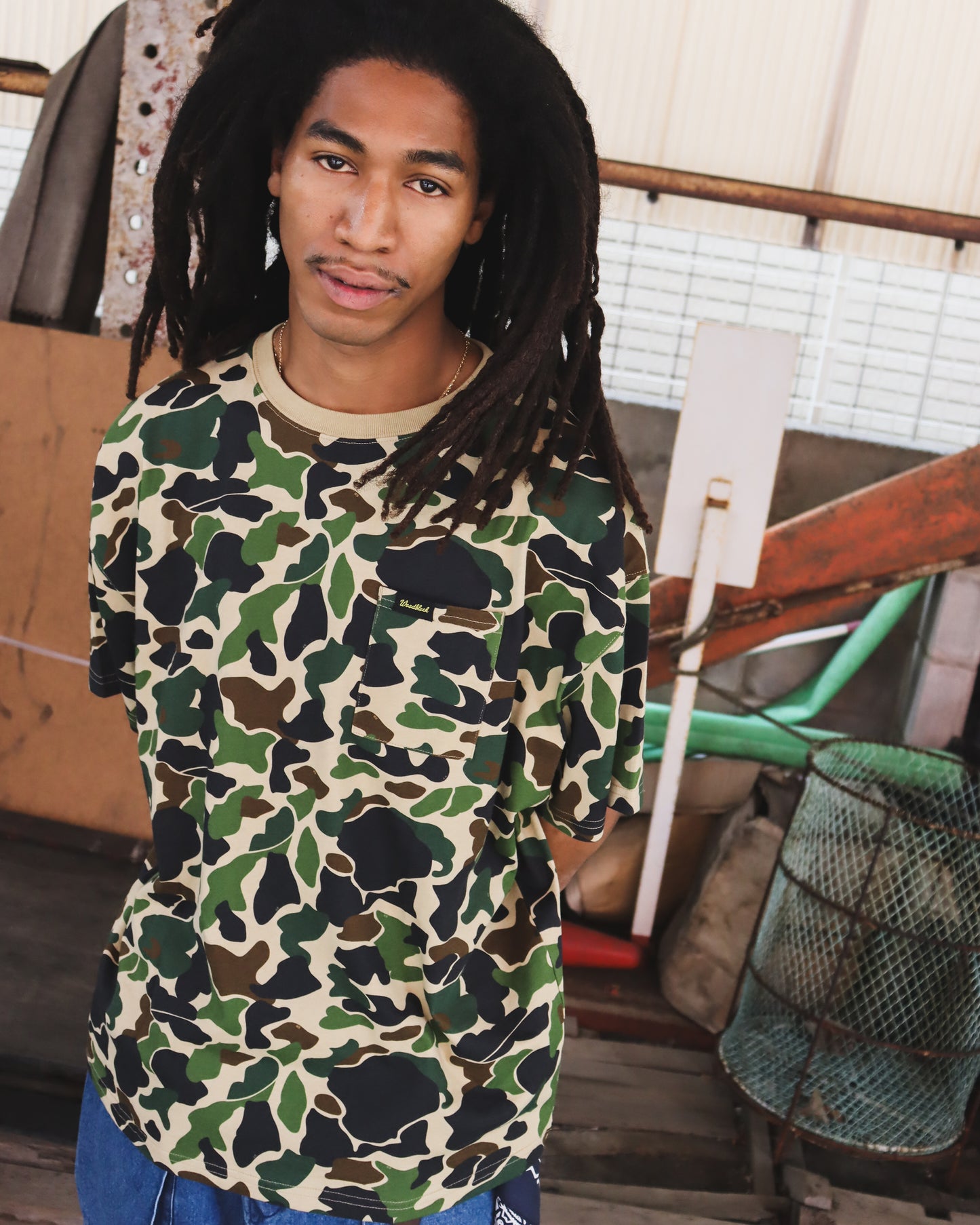 WOODBLOCK WIDE SILHOUETTE POCKET T-SHIRT DUCK HUNTER CAMO (WB-26SS-025)