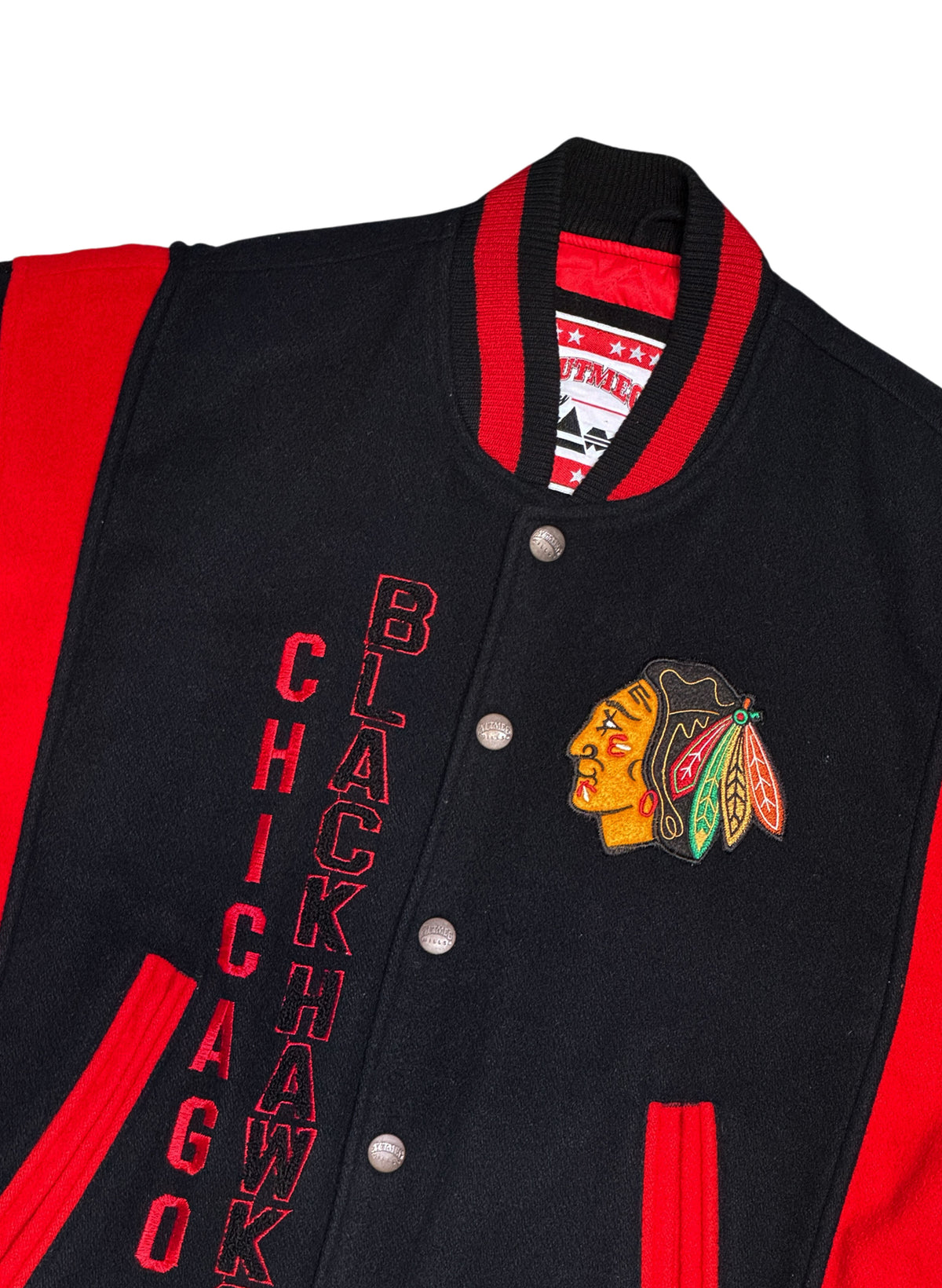 (SUP-880) NHL CHICAGO BLACKHAWKS MELTON STADIUM JACKET - M