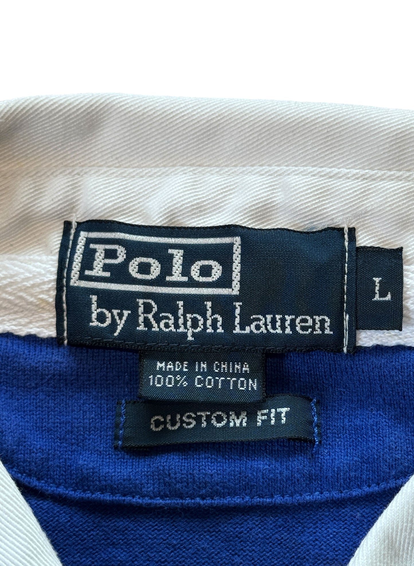 (SUP-703) Polo Ralph Lauren RUGBY SHIRT - WHITE/BLUE/NAVY