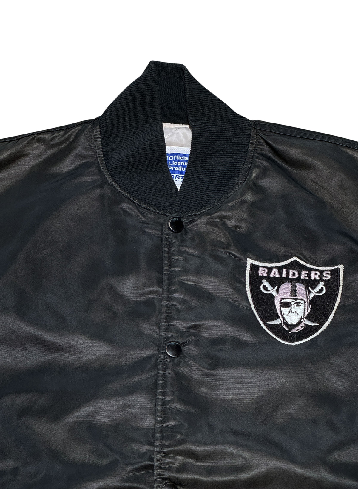 (SUP-855) STARTER NFL "LOS ANGELES" RAIDERS NYLON QUILTING STADIUM JACKET - L - MADE IN U.S.A.