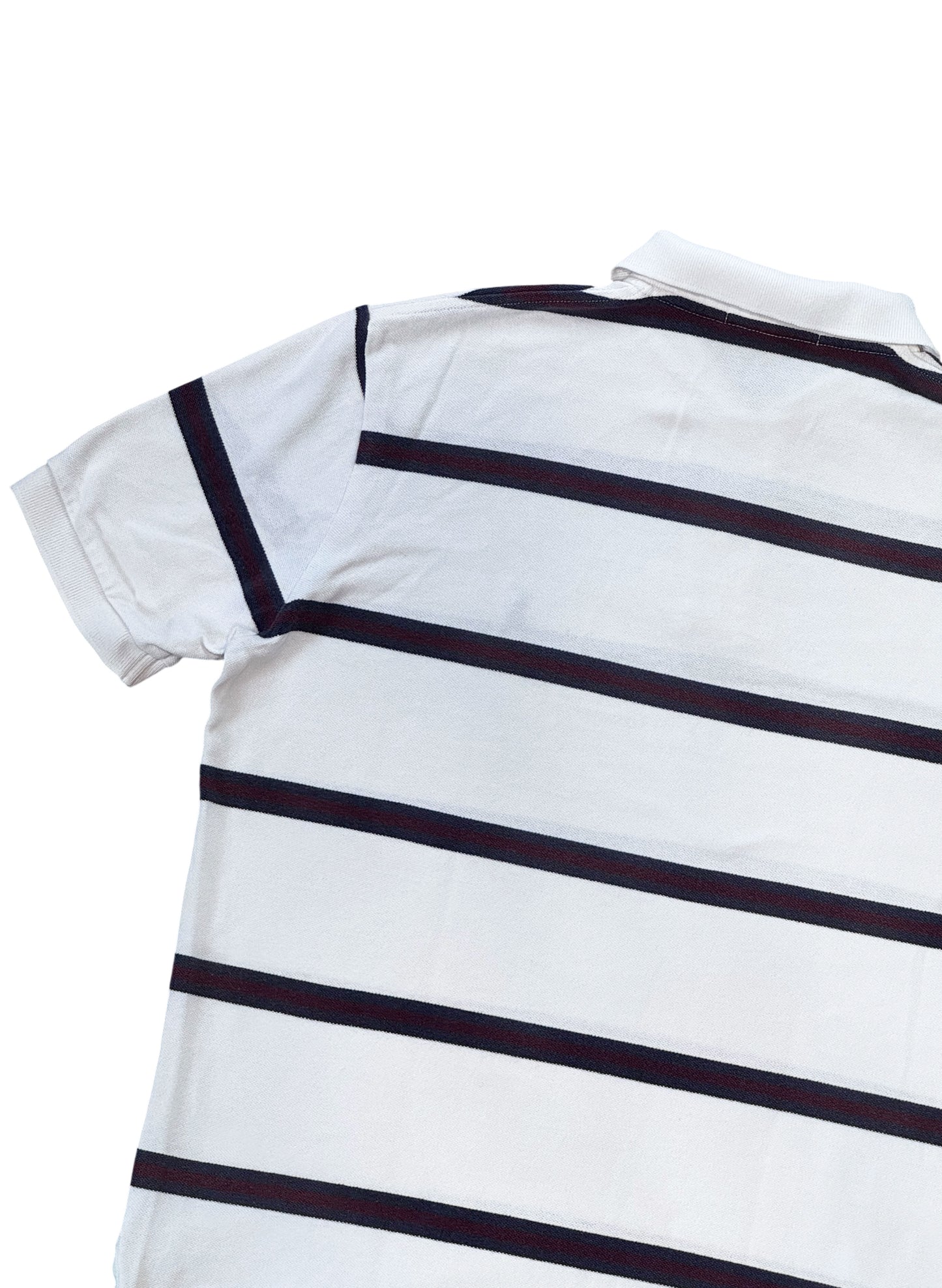 (SUP-700) Polo Ralph Lauren BORDER POLO SHIRT - WHITE/BURGUNDY/NAVY
