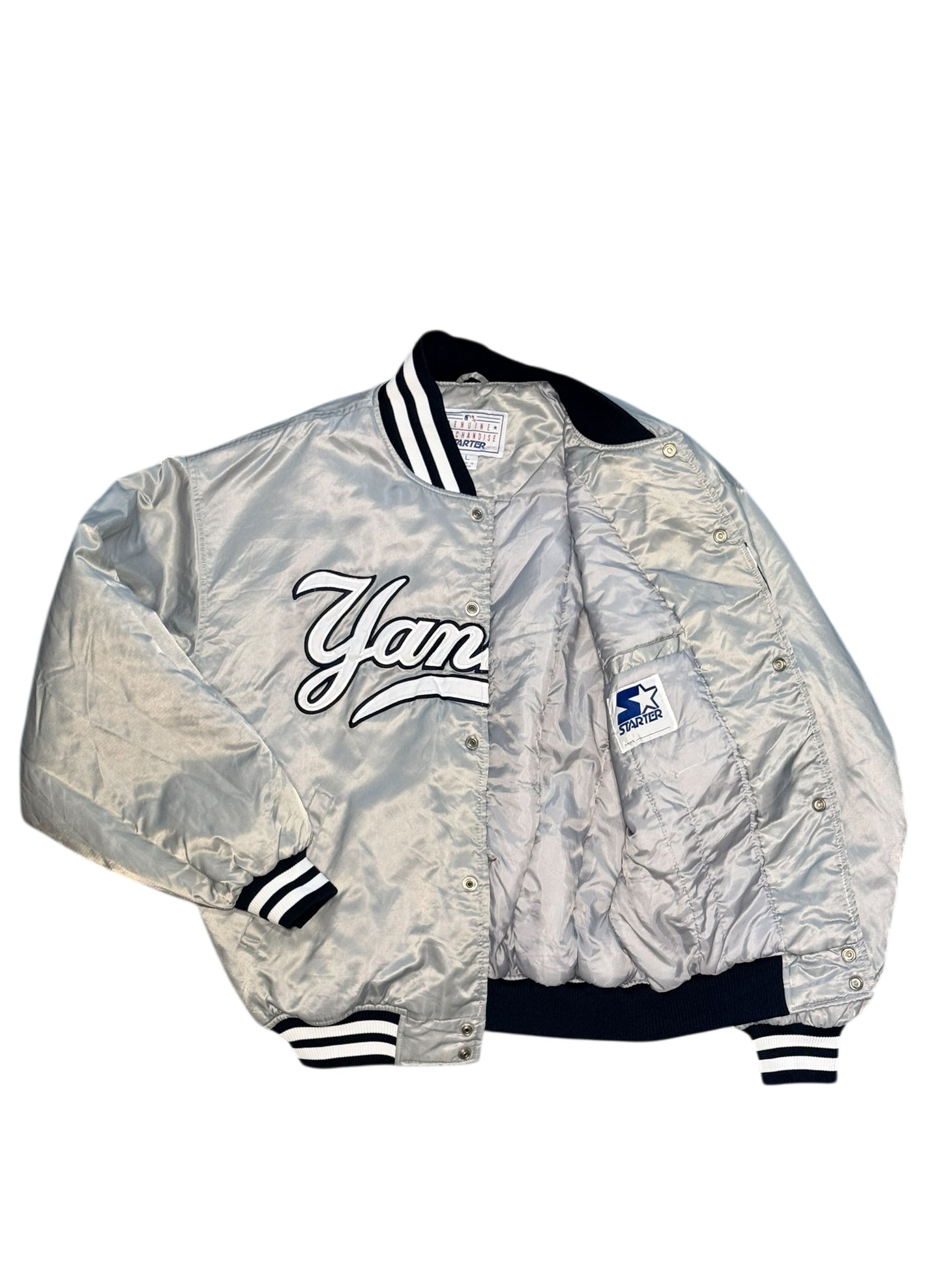 (SUP-553) STARTER NEW YORK YANKEES QUILTING STADIUM JACKET - GREY - L