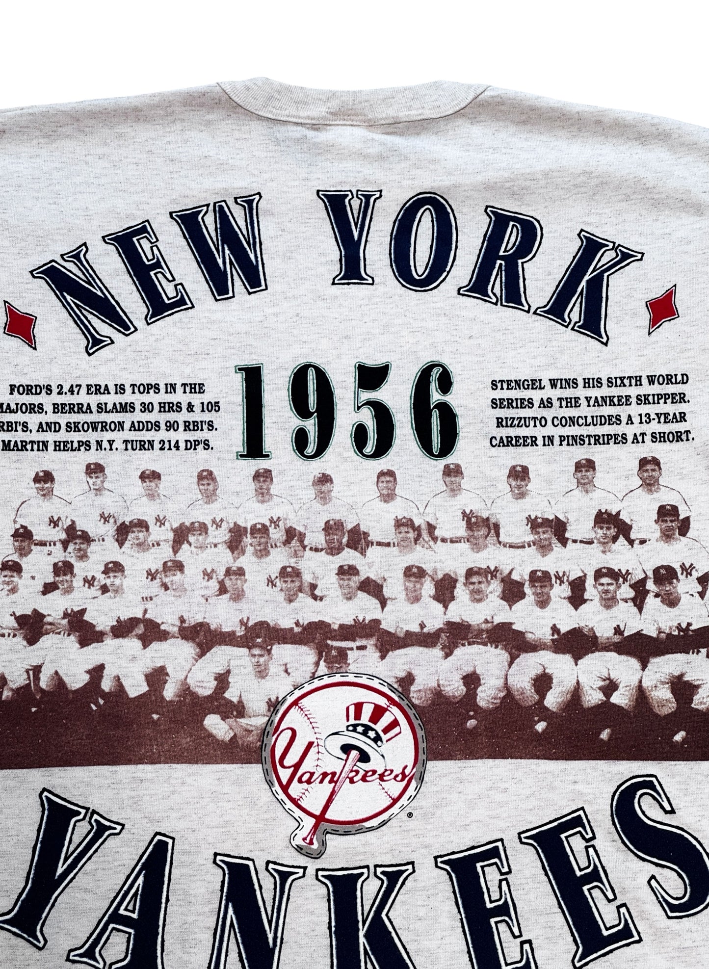 (SUP-759) DEADSTOCK MLB 1956 NEW YORK YANKEES 3/4 SLEEVE TEE - MADE IN U.S.A.