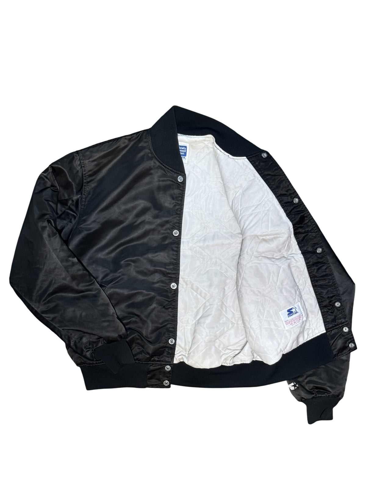 (SUP-855) STARTER NFL "LOS ANGELES" RAIDERS NYLON QUILTING STADIUM JACKET - L - MADE IN U.S.A.