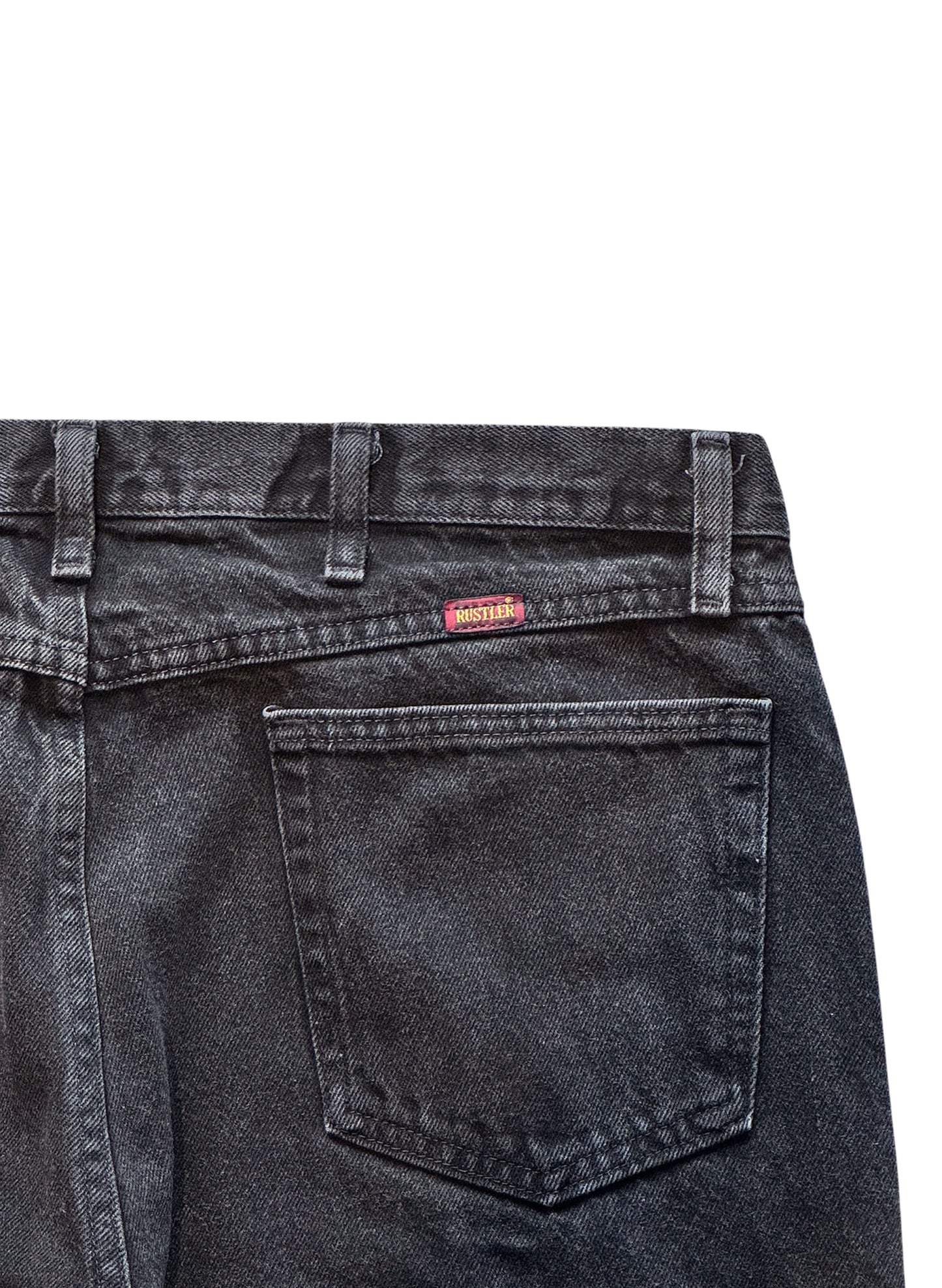 (SUP-462) RUSTLER BLACK DENIM - W38 x L30 - MADE IN MEXICO