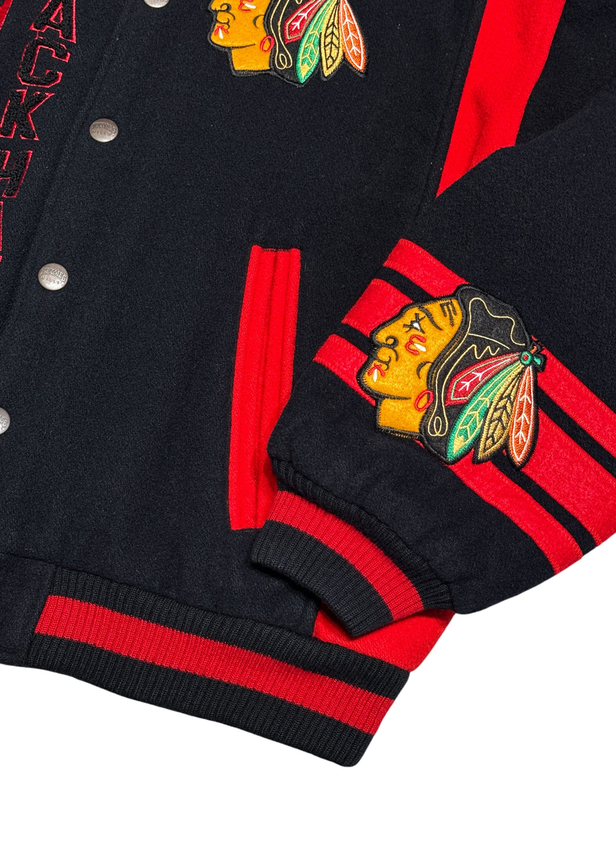 (SUP-880) NHL CHICAGO BLACKHAWKS MELTON STADIUM JACKET - M
