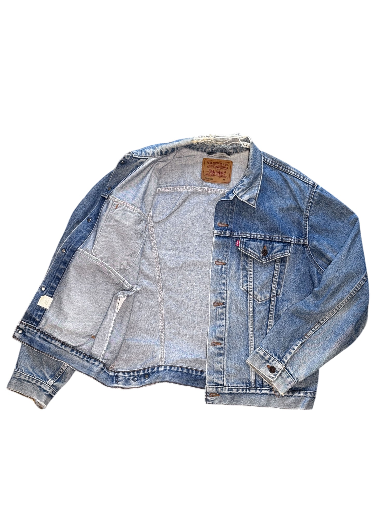 (SUP-609) 90s LEVI'S 70506 0216 "BORO" DENIM JACKET - MADE IN U.S.A.