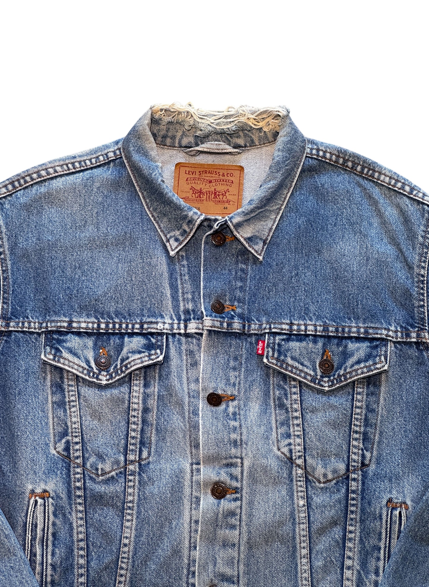 (SUP-609) 90s LEVI'S 70506 0216 "BORO" DENIM JACKET - MADE IN U.S.A.