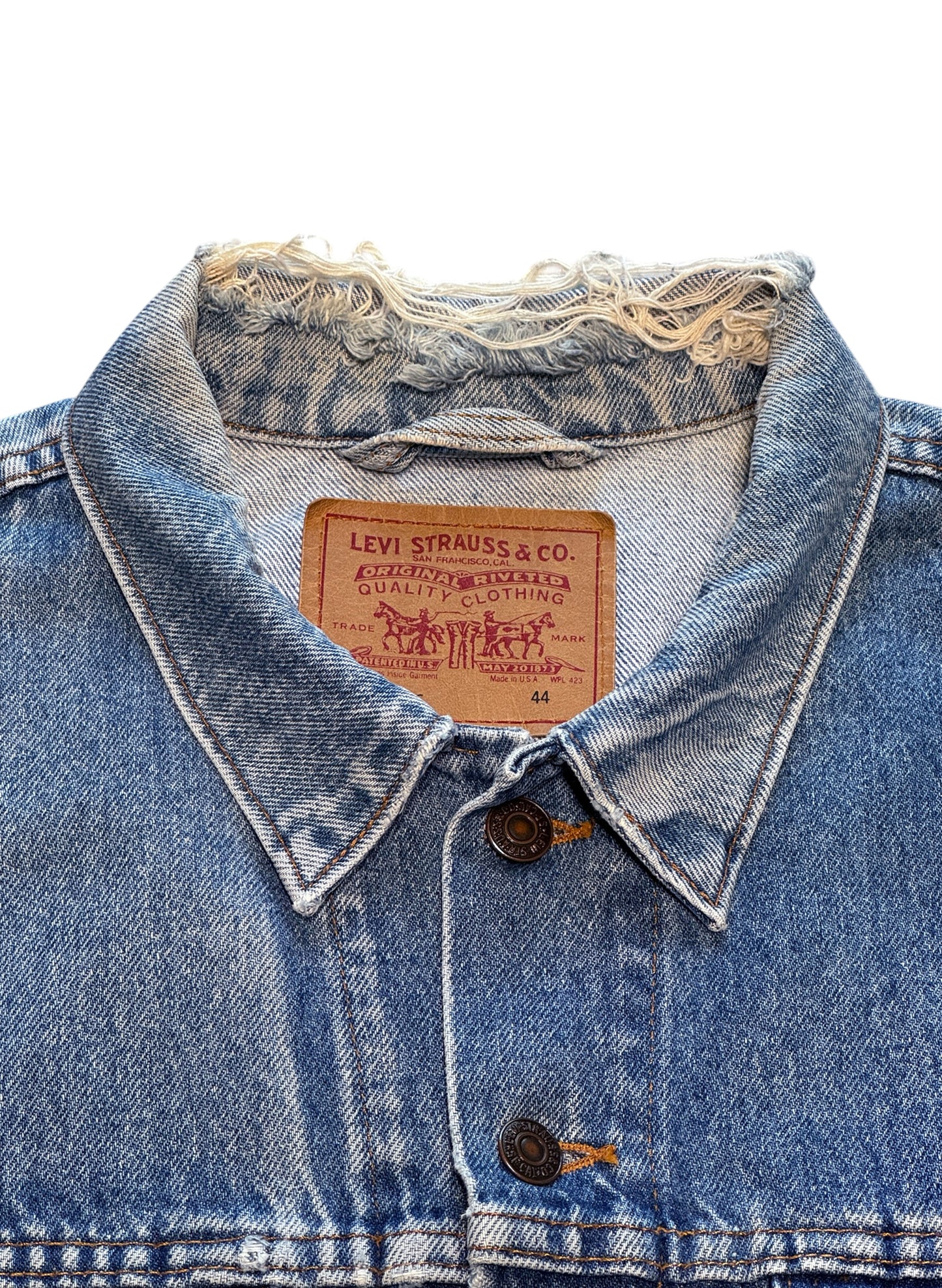 (SUP-609) 90s LEVI'S 70506 0216 "BORO" DENIM JACKET - MADE IN U.S.A.