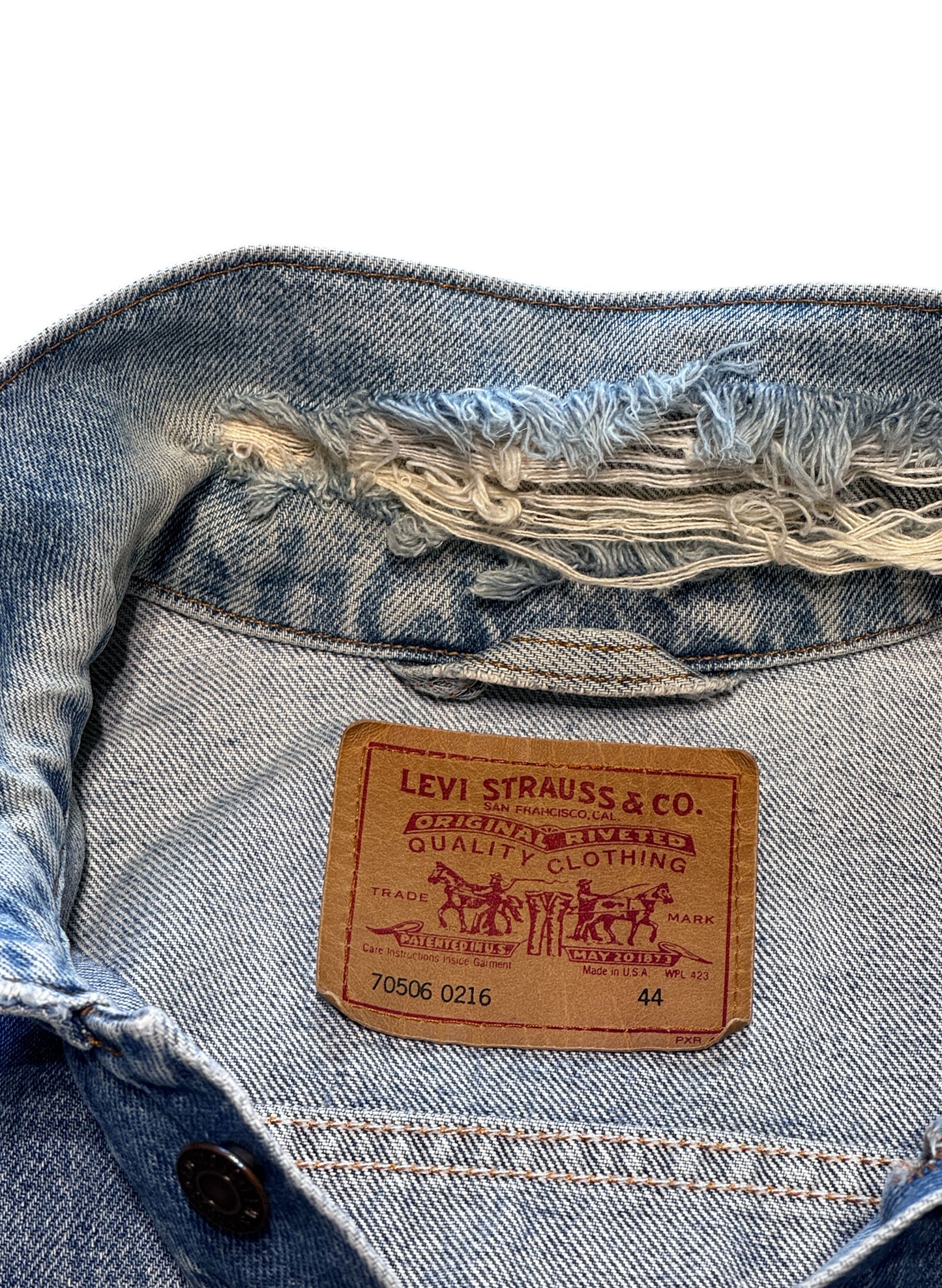 (SUP-609) 90s LEVI'S 70506 0216 "BORO" DENIM JACKET - MADE IN U.S.A.