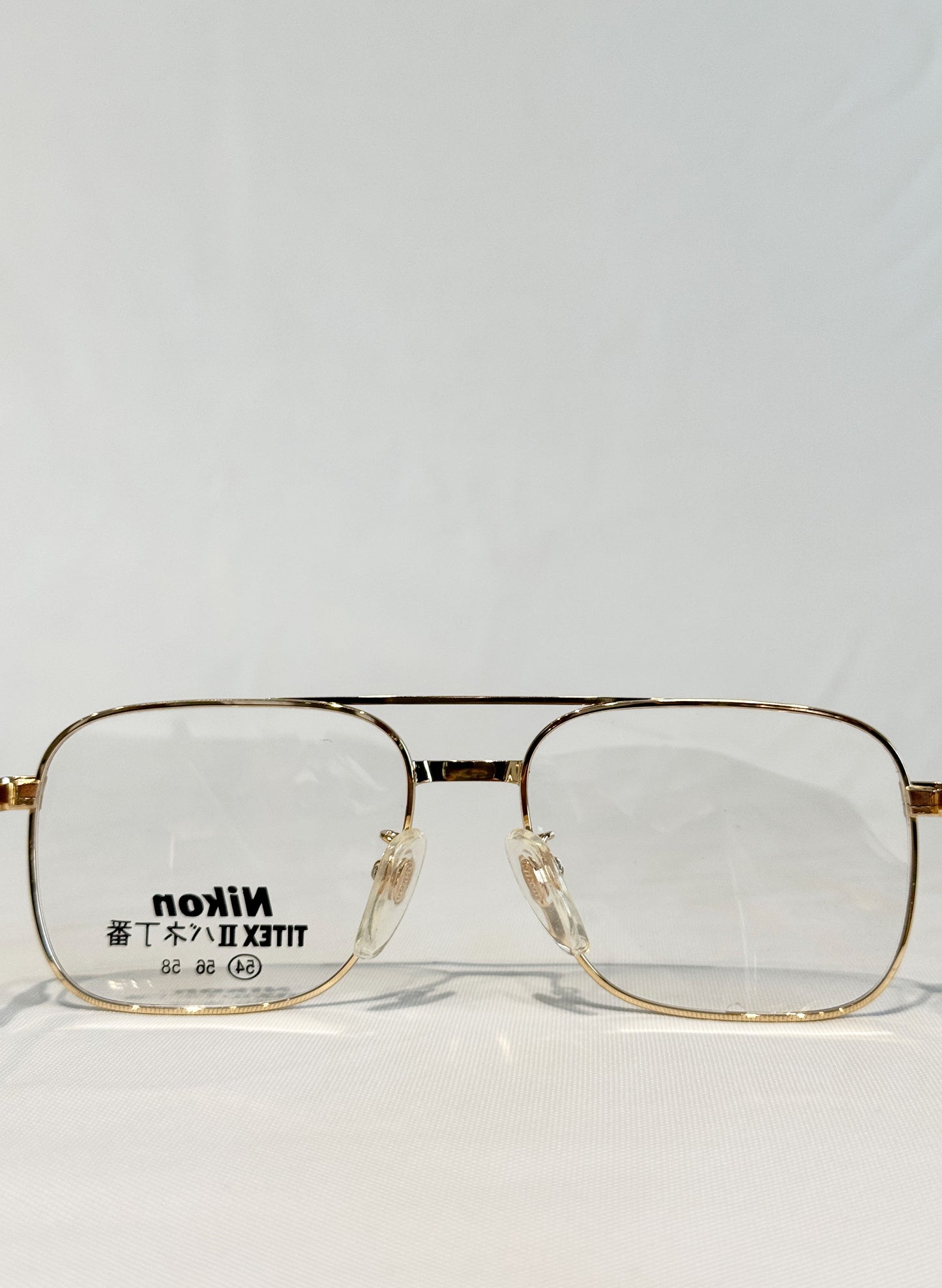 (SUP-417) 90s VINTAGE TWO BRIDGE GOLD FRAME GLASSES Nikon TITEX Ⅱ Ti-P