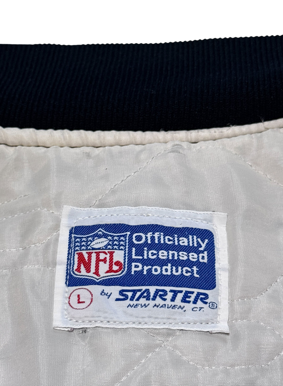 (SUP-855) STARTER NFL "LOS ANGELES" RAIDERS NYLON QUILTING STADIUM JACKET - L - MADE IN U.S.A.