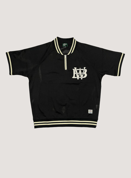 WOODBLOCK HALF ZIP MESH GAME SHIRT BLACK (WB-24SS-070)