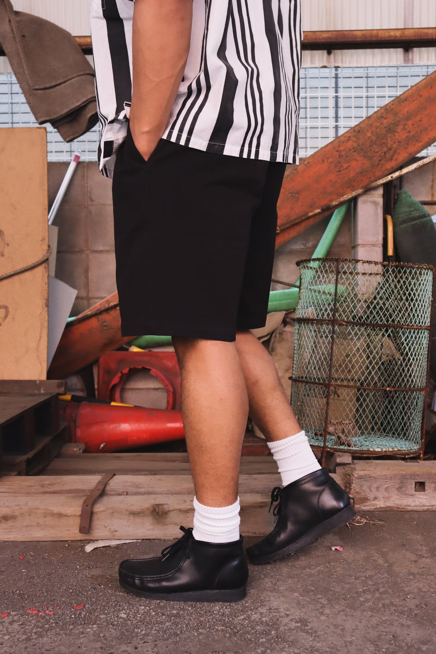 WOODBLOCK 2TUCK CHINO SHORT PANT BLACK (WB-26SS-017)