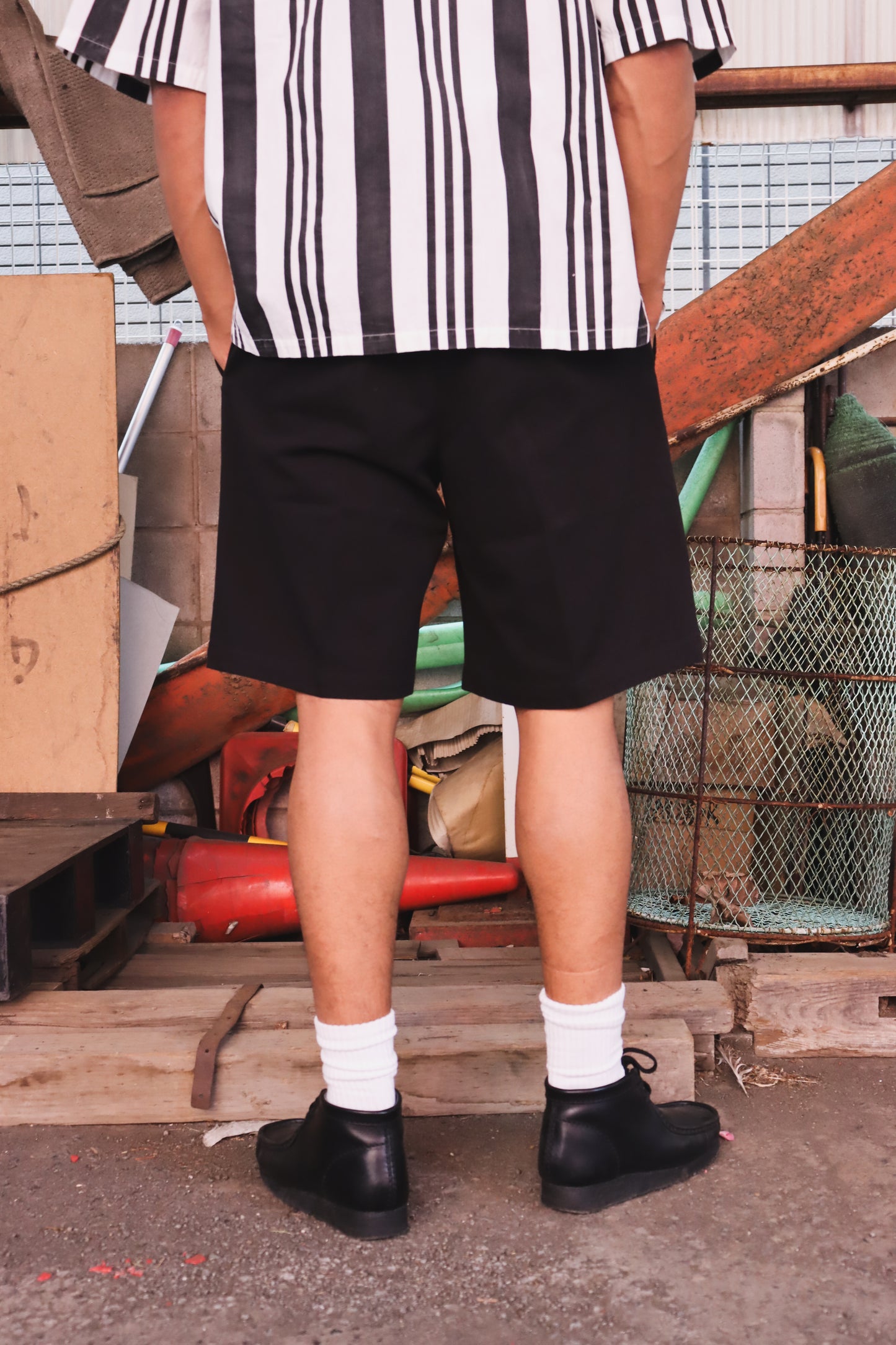 WOODBLOCK 2TUCK CHINO SHORT PANT BLACK (WB-26SS-017)