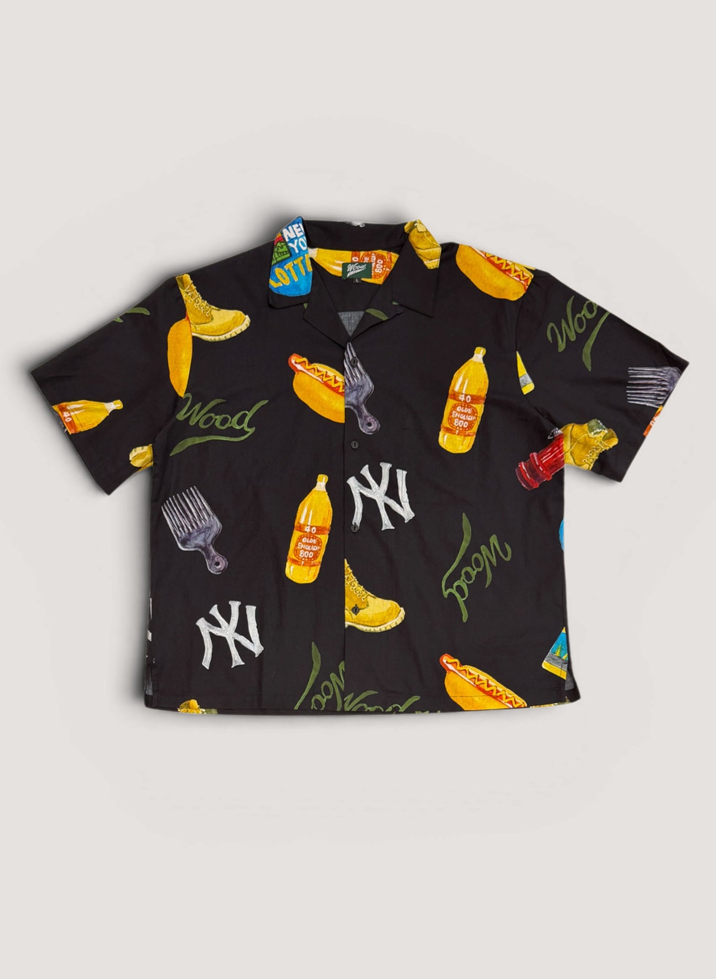 WOODBLOCK x TSUYOSHI YAMANAKA NEW YORK S/S OPEN COLLAR SHIRT BLACK (WB-26SS-021)