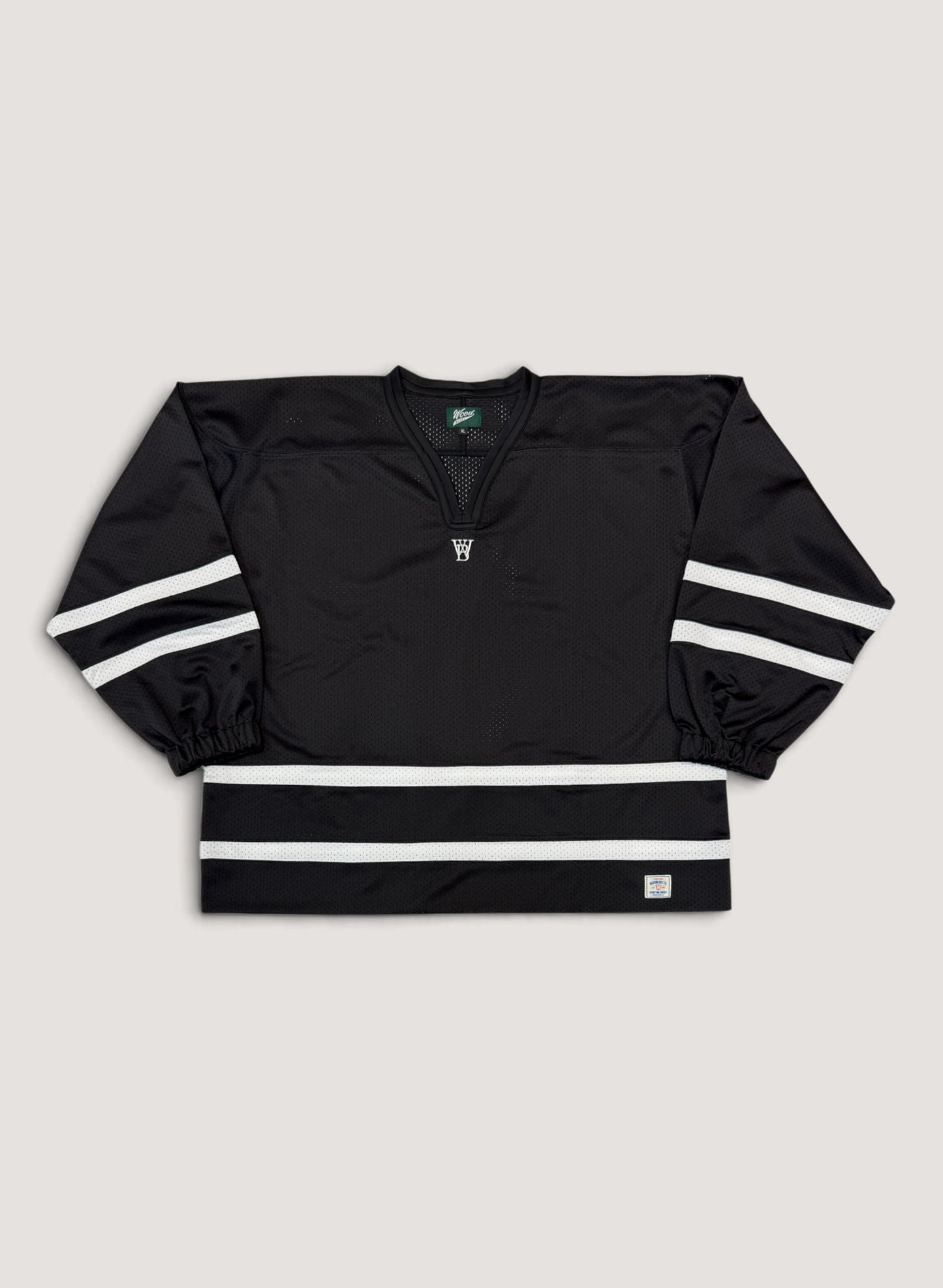 WOODBLOCK LS MESH HOCKEY JERSEY BLACK/WHITE (WB-26AW-001)