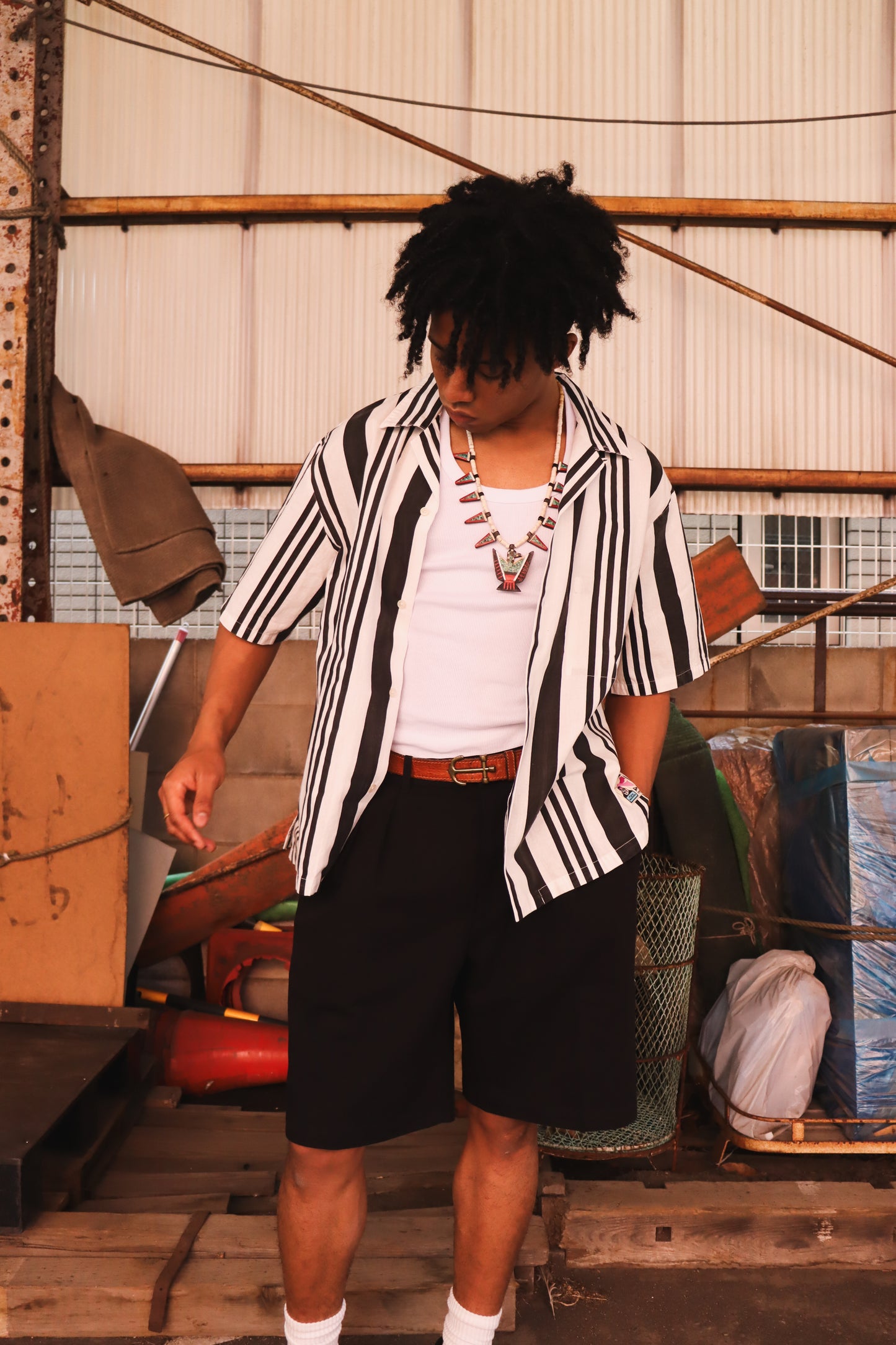 WOODBLOCK 2TUCK CHINO SHORT PANT BLACK (WB-26SS-017)
