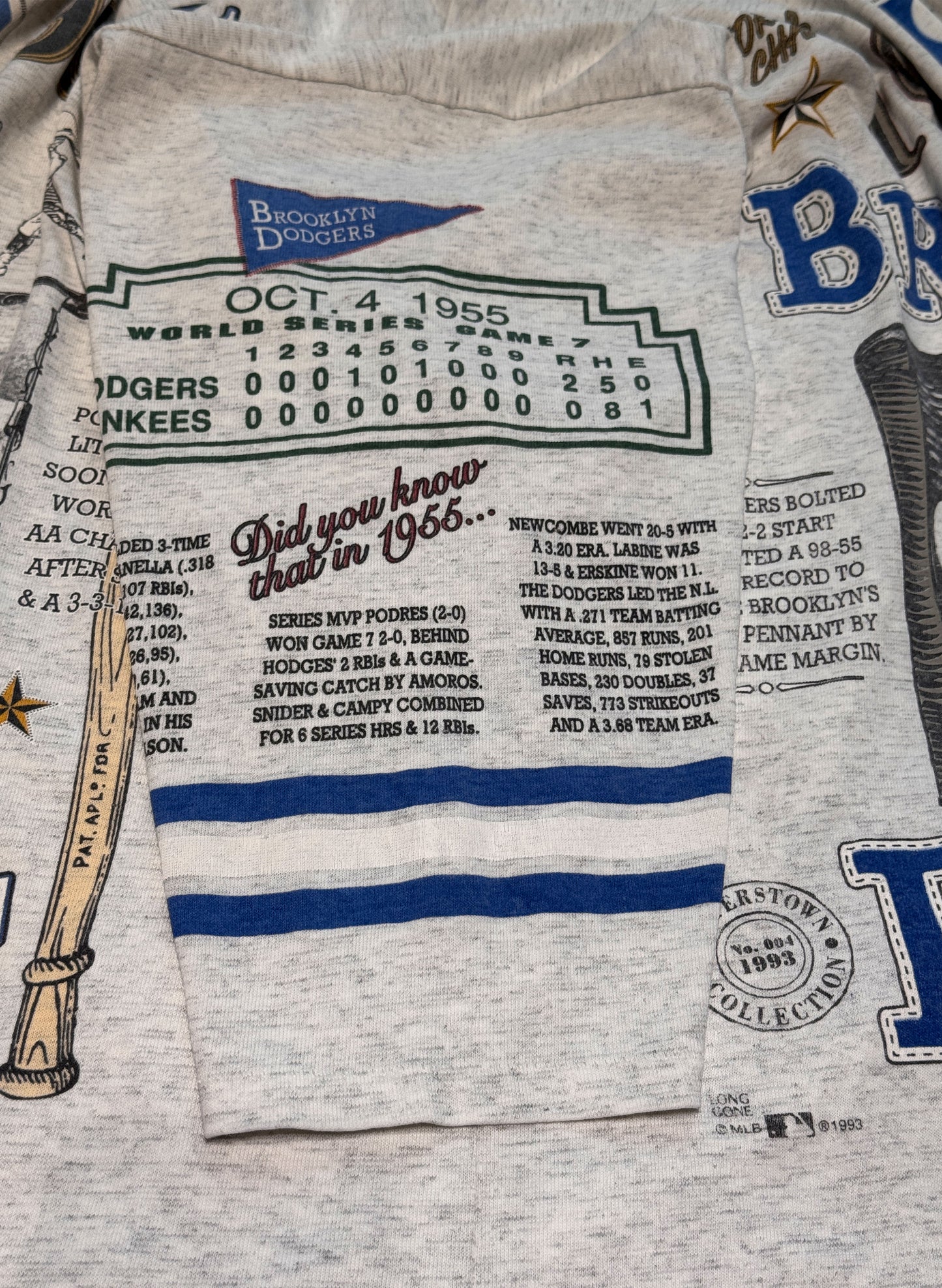 (SUP-286) MLB 1955 BROOKLYN DODGERS 3/4 SLEEVE TEE - MADE IN U.S.A. (XL)