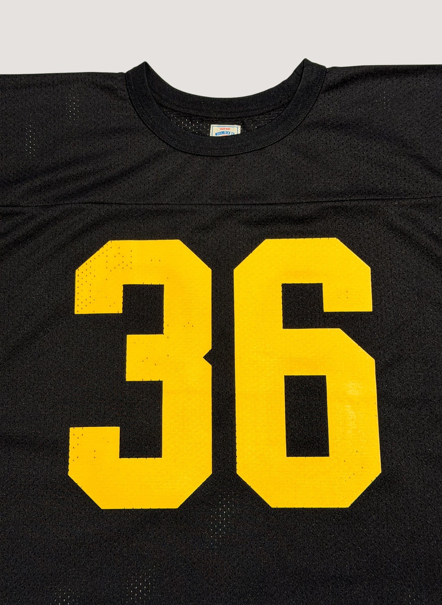 WOODBLOCK 36 S/S CREW NECK MESH FOOTBALL SHIRT BLACK/YELLOW (WB-26SS-020)