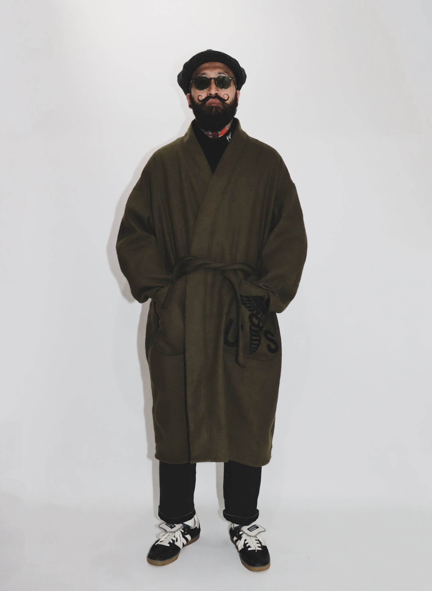 WOODBLOCK x Ichiryu made CUSTOMIZED US MILITARY WOOL BLANKET GOWN COAT B (WB-24AW-015)