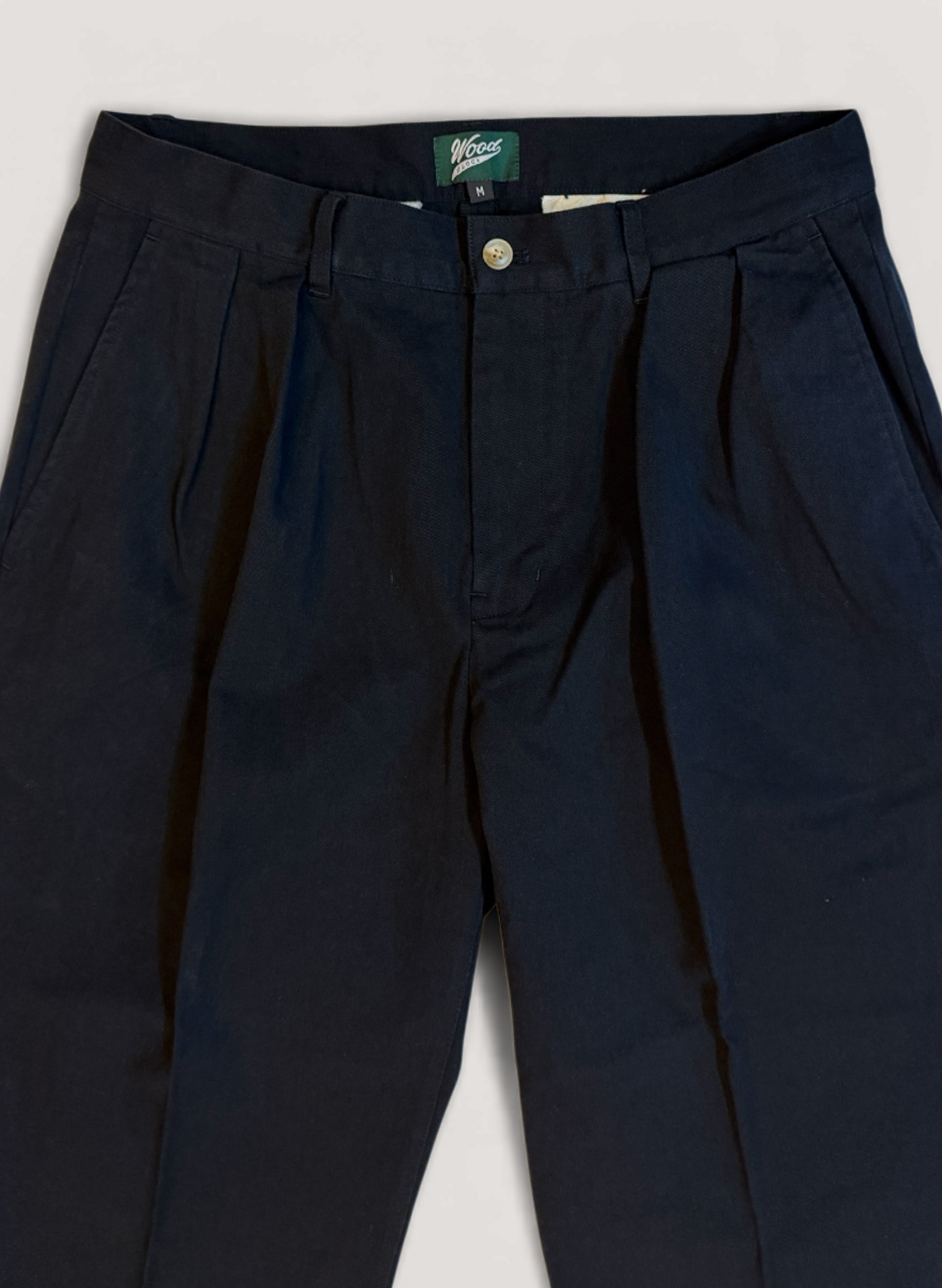 WOODBLOCK 2TUCK CHINO TROUSERS BLACK (WB-CL-001)