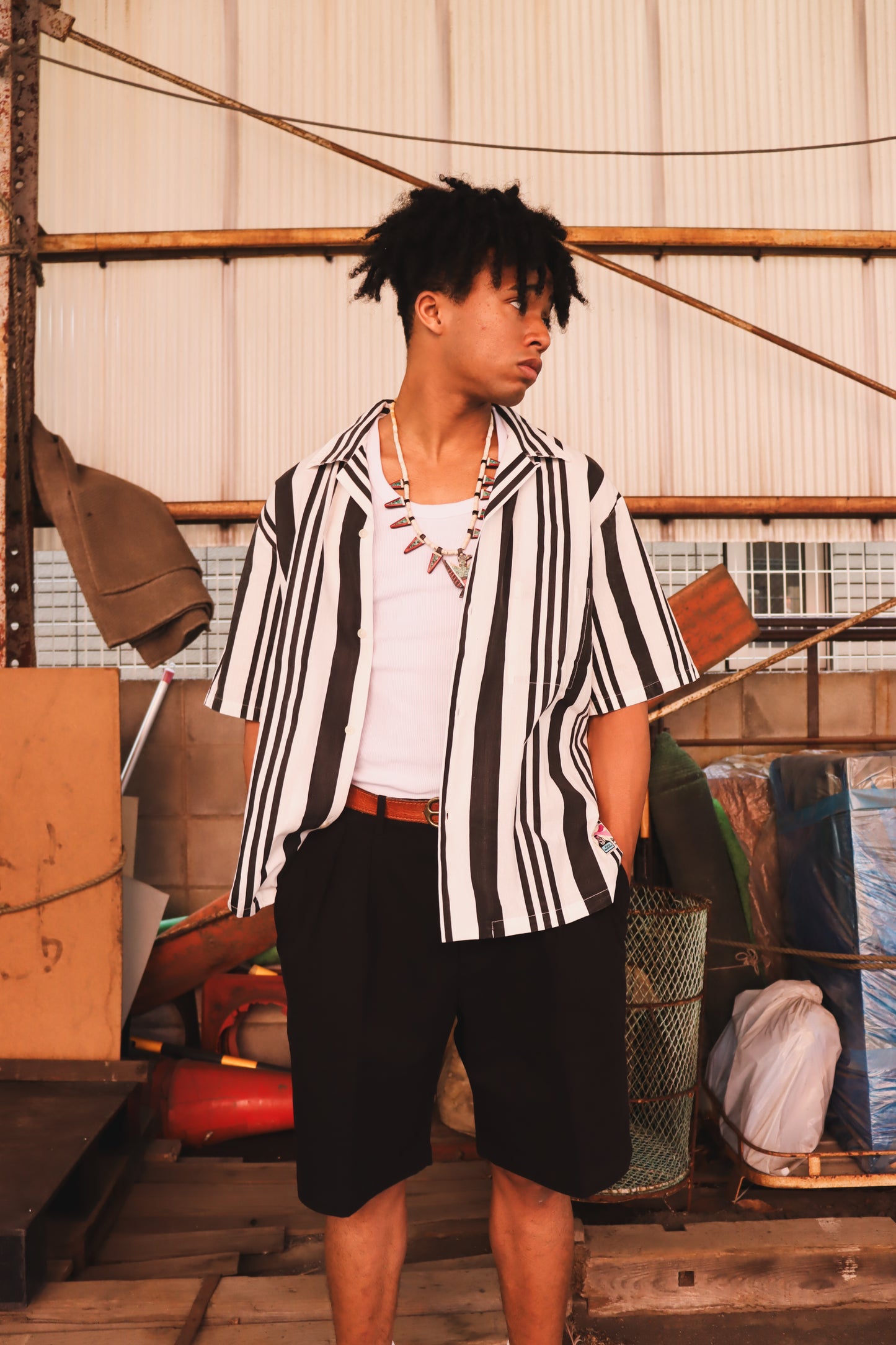 WOODBLOCK 2TUCK CHINO SHORT PANT BLACK (WB-26SS-017)