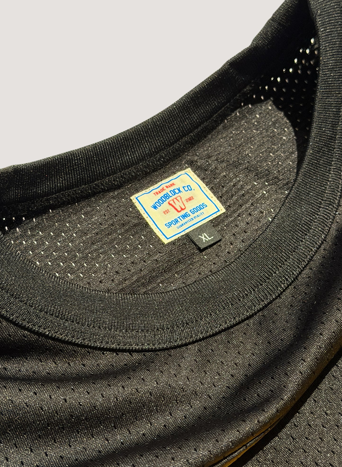 WOODBLOCK 36 S/S CREW NECK MESH FOOTBALL SHIRT BLACK/YELLOW (WB-26SS-020)