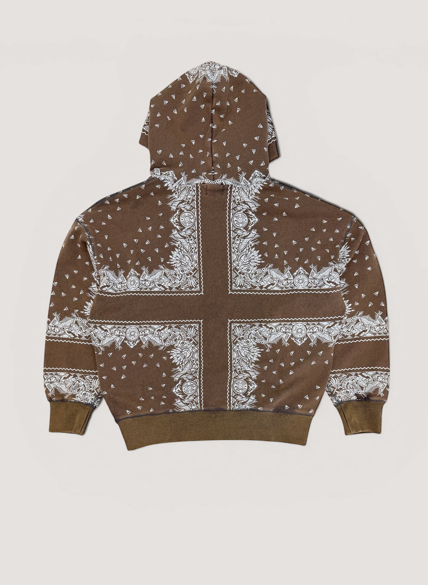 WOODBLOCK BANDANA SWEAT HOODIE BROWN (WB-26SS-001)