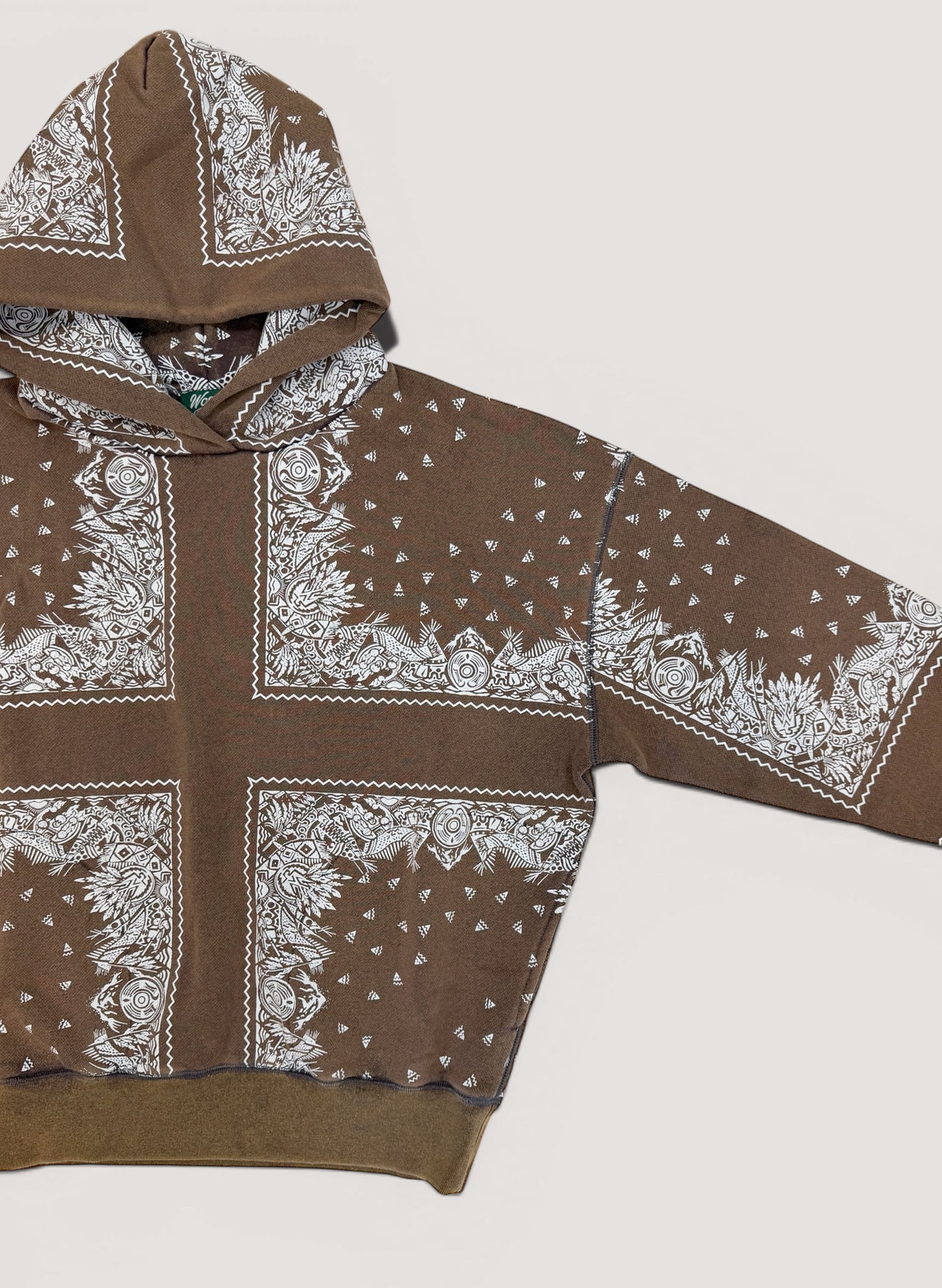 WOODBLOCK BANDANA SWEAT HOODIE BROWN (WB-26SS-001)