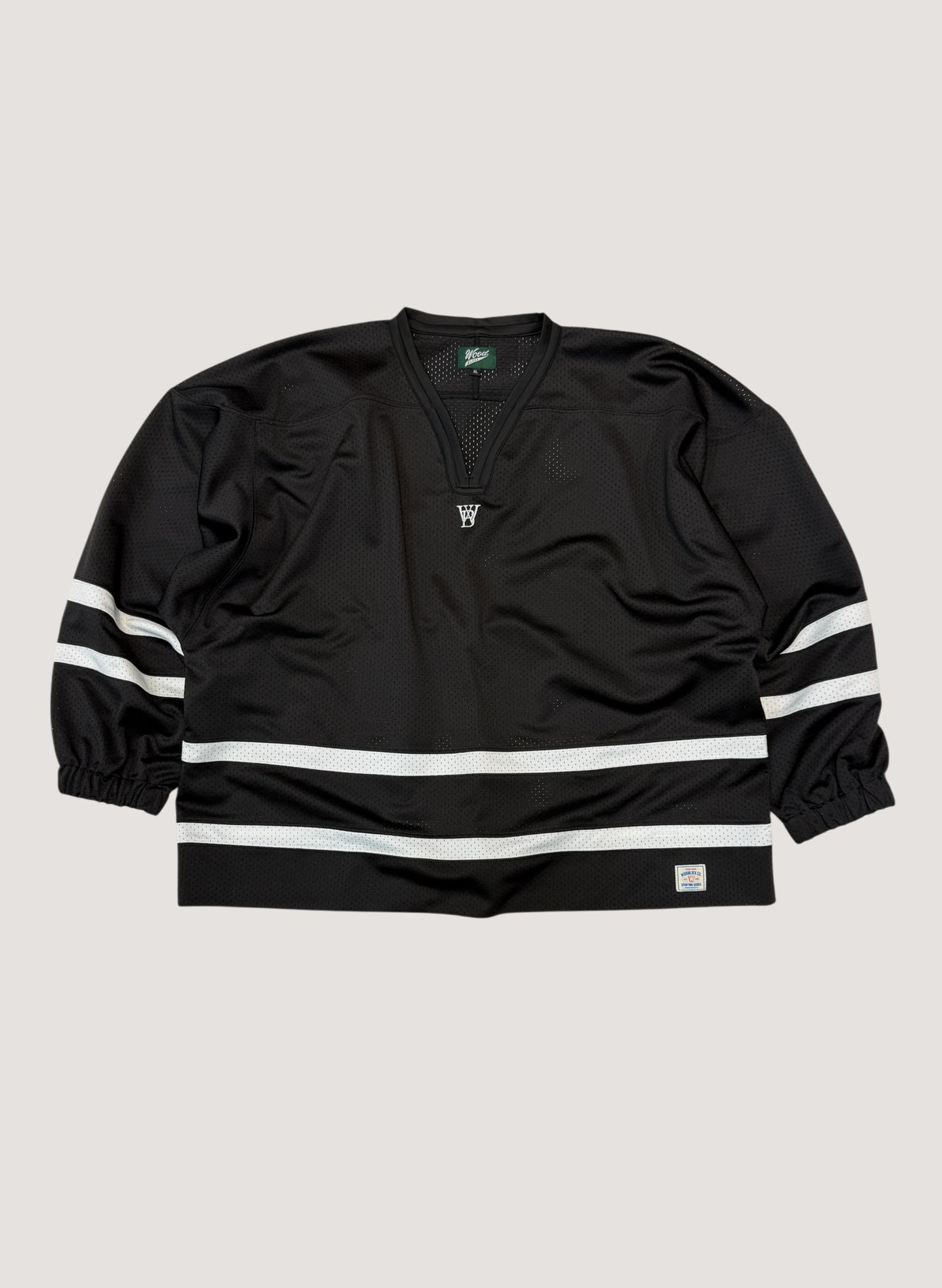 WOODBLOCK LS MESH HOCKEY JERSEY BLACK/WHITE (WB-26AW-001)