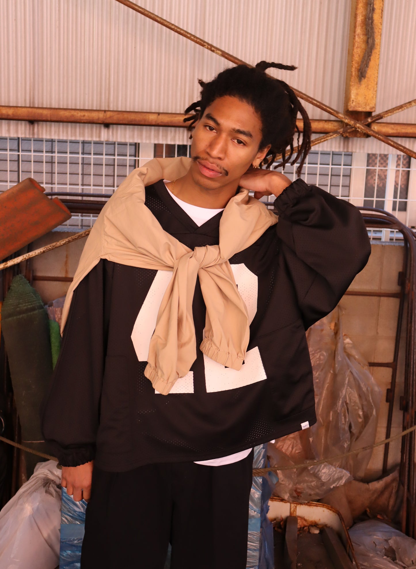 WOODBLOCK COTTON NYLON PULLOVER ANORAK BEIGE (WB-26SS-006)