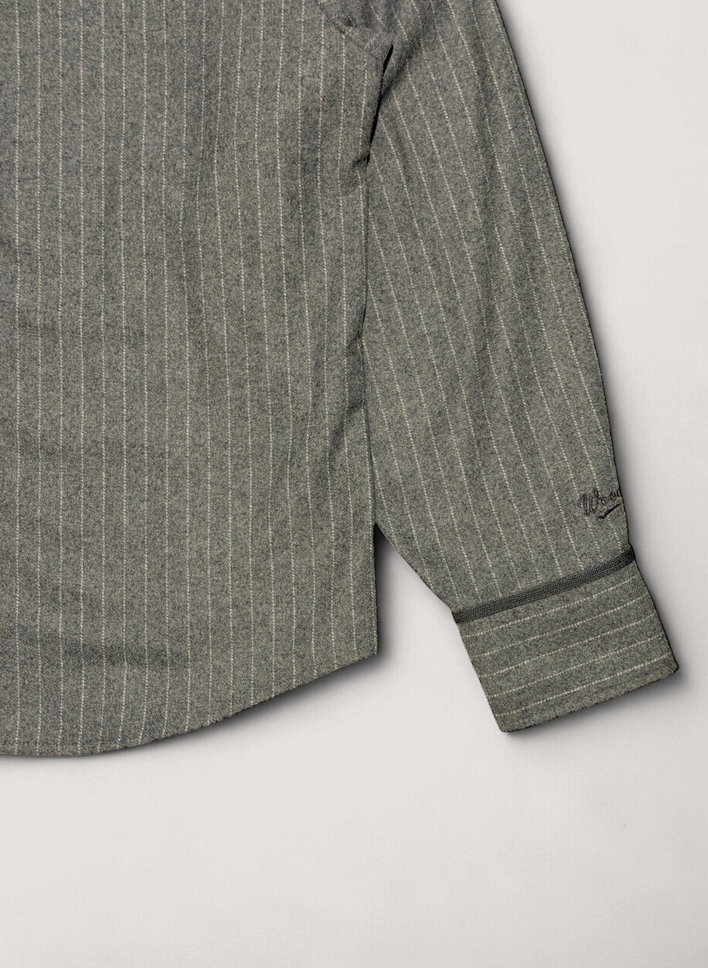 WOODBLOCK WOOL STRIPE BASEBALL SHIRT GREY STRIPE (WB-25AW-008)