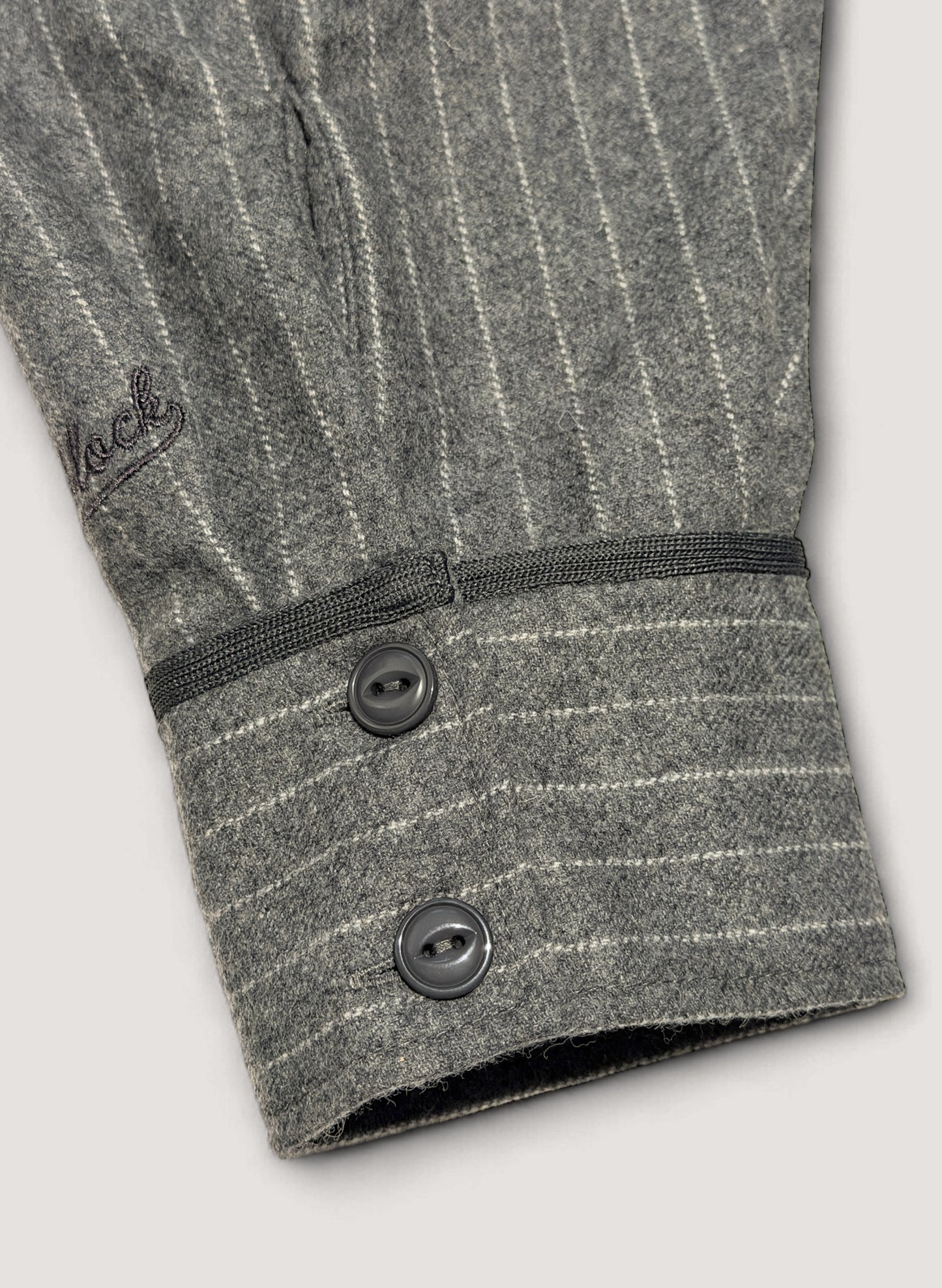 WOODBLOCK WOOL STRIPE BASEBALL SHIRT GREY STRIPE (WB-25AW-008)