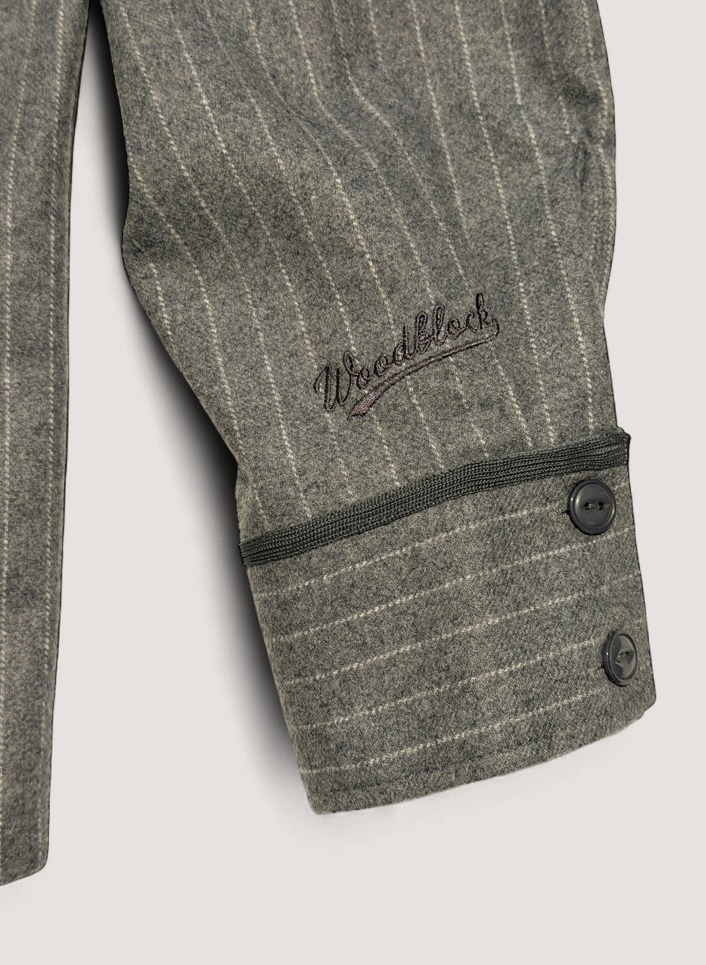 WOODBLOCK WOOL STRIPE BASEBALL SHIRT GREY STRIPE (WB-25AW-008)