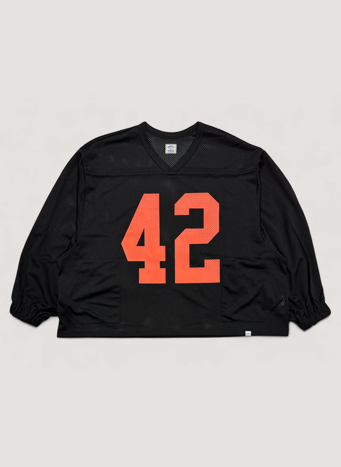 WOODBLOCK 42 MESH FOOTBALL LS SHIRT BLACK/ORANGE (WB-25SS-004)